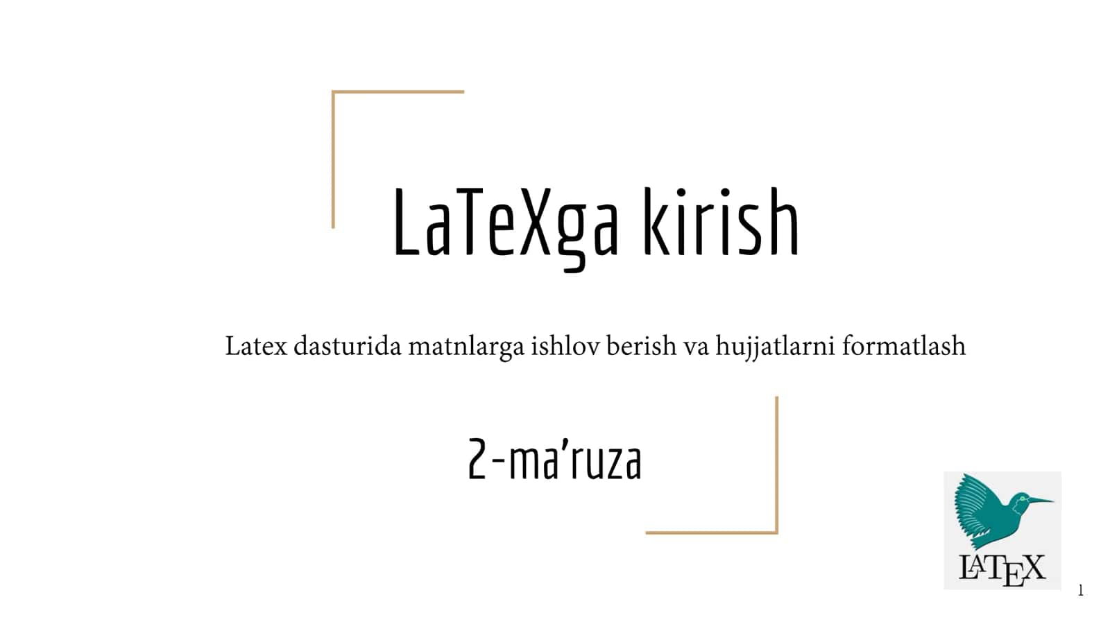 LaTeXga kirish 1