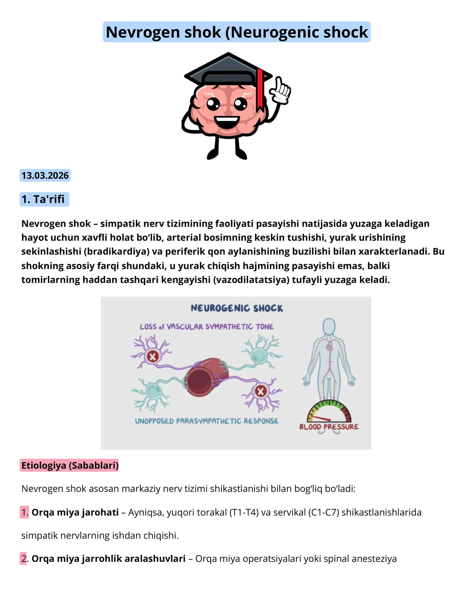 Nevrogen shok (Neurogenic shock) 1