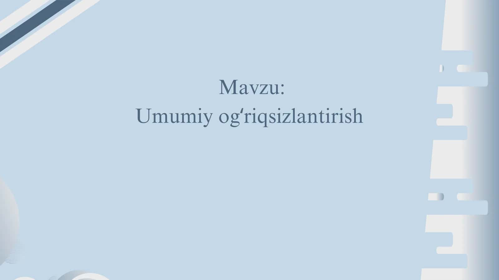 Stomatologiyada umumiy og‘riqsizlantirish tushunchasi va uning mohiyati 1