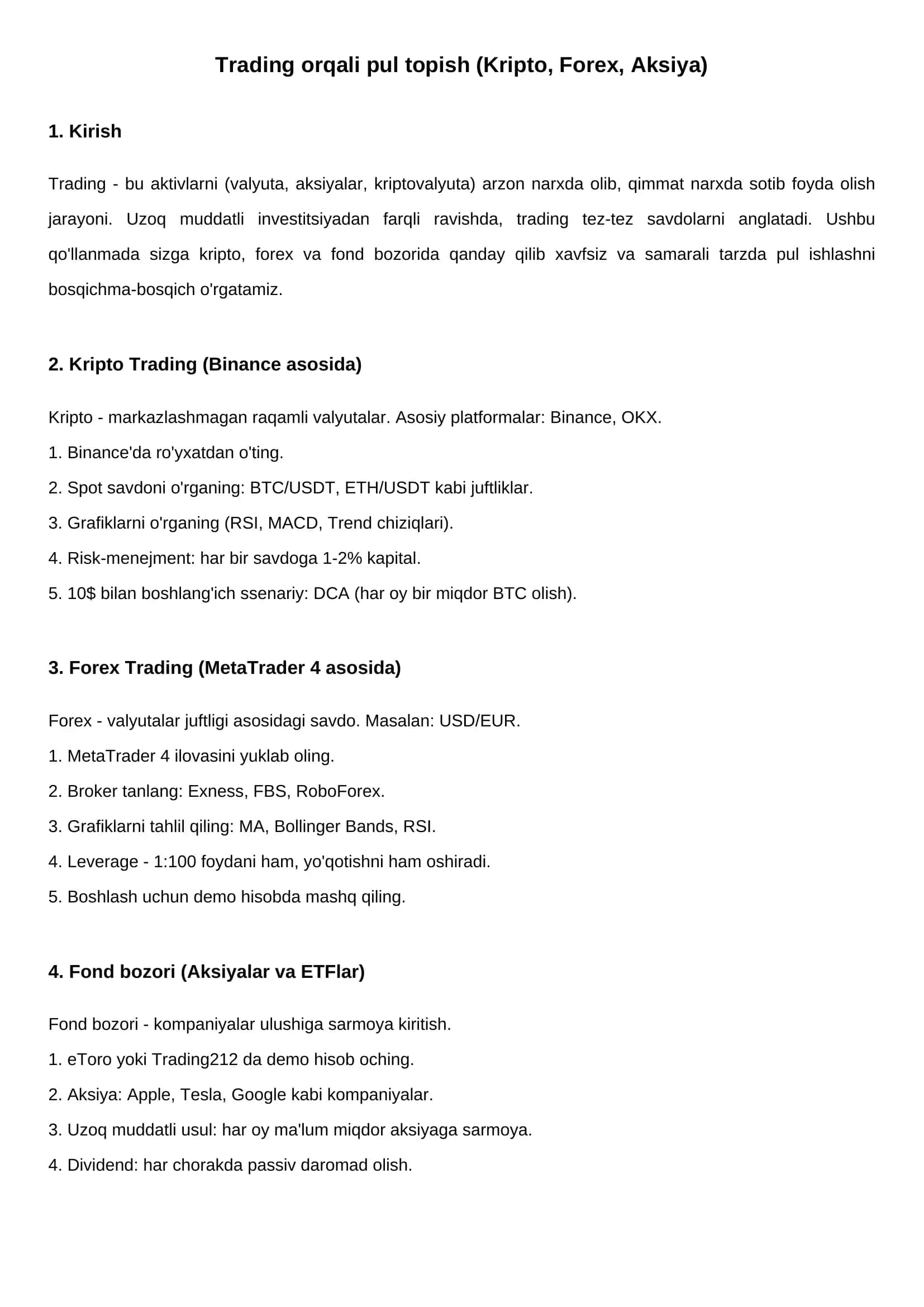 Trading 1