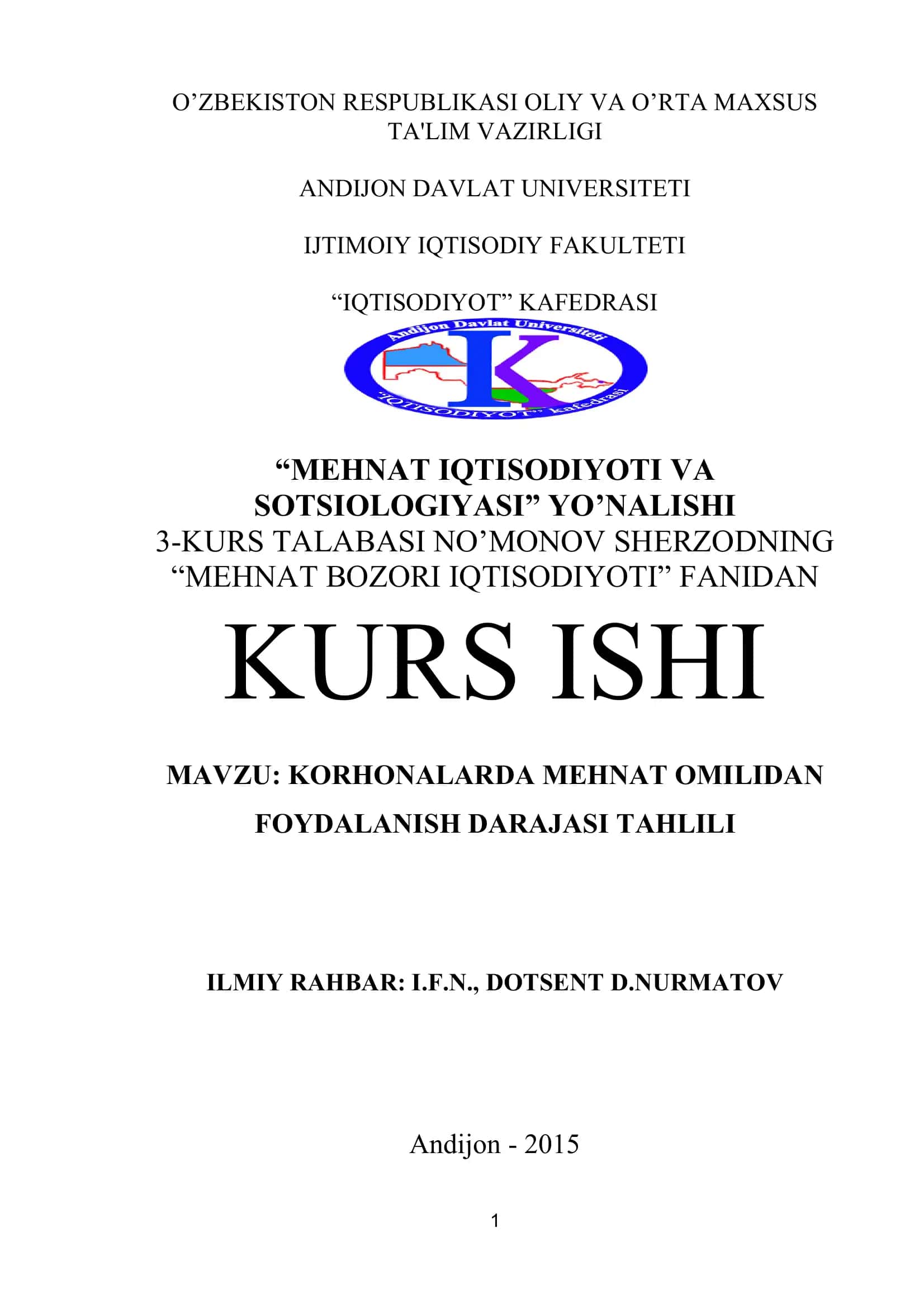 KORHONALARDA MEHNAT OMILIDAN FOYDALANISH DARAJASI TAHLILI 1