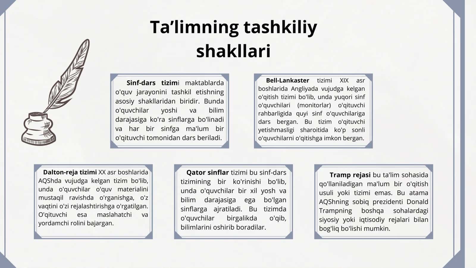 Ta'limning tashkiliy shakllari 1