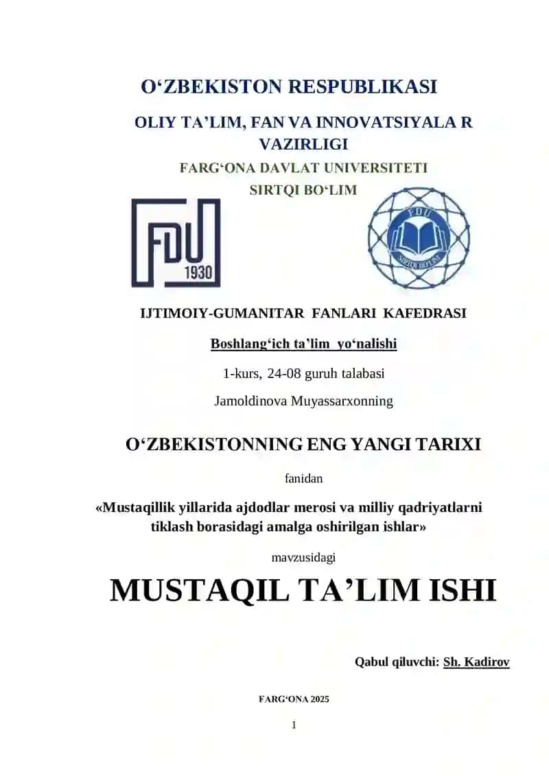 Mustaqil ta'lim ishi 1
