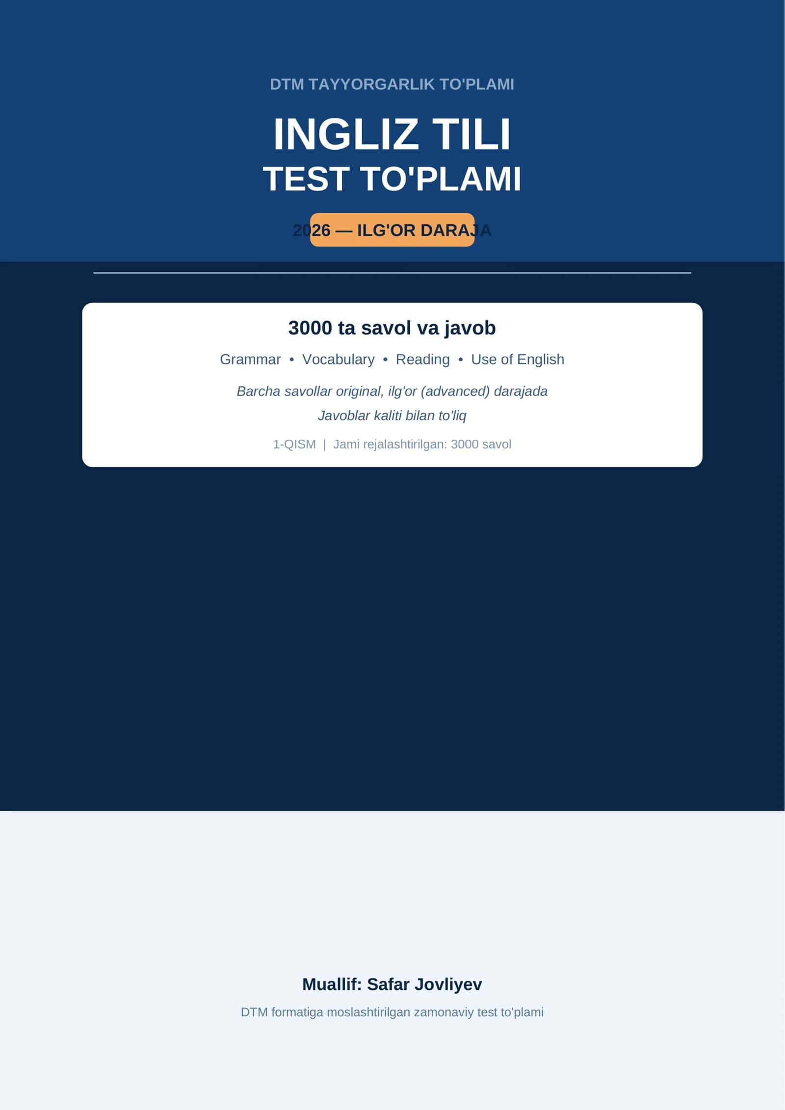 DTM TAYYORGARLIK TO'PLAMI 1
