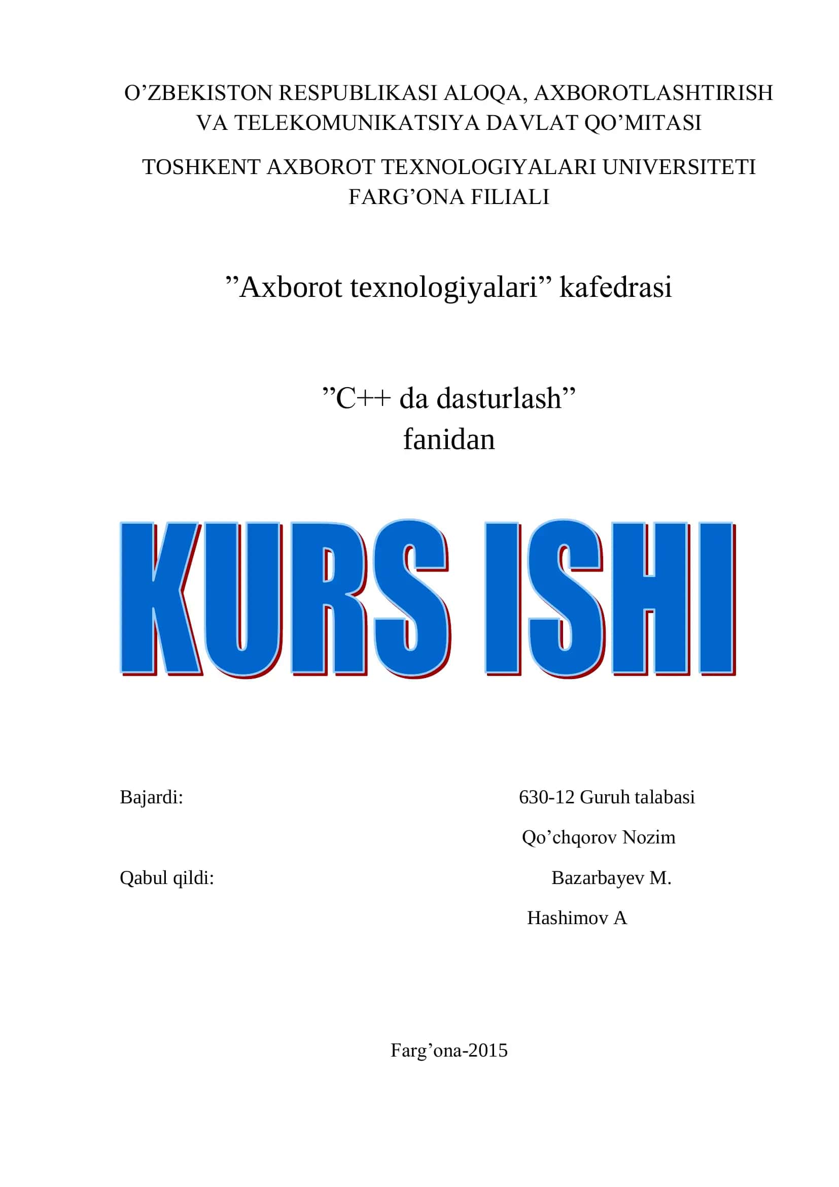 C++ da dasturlash 1