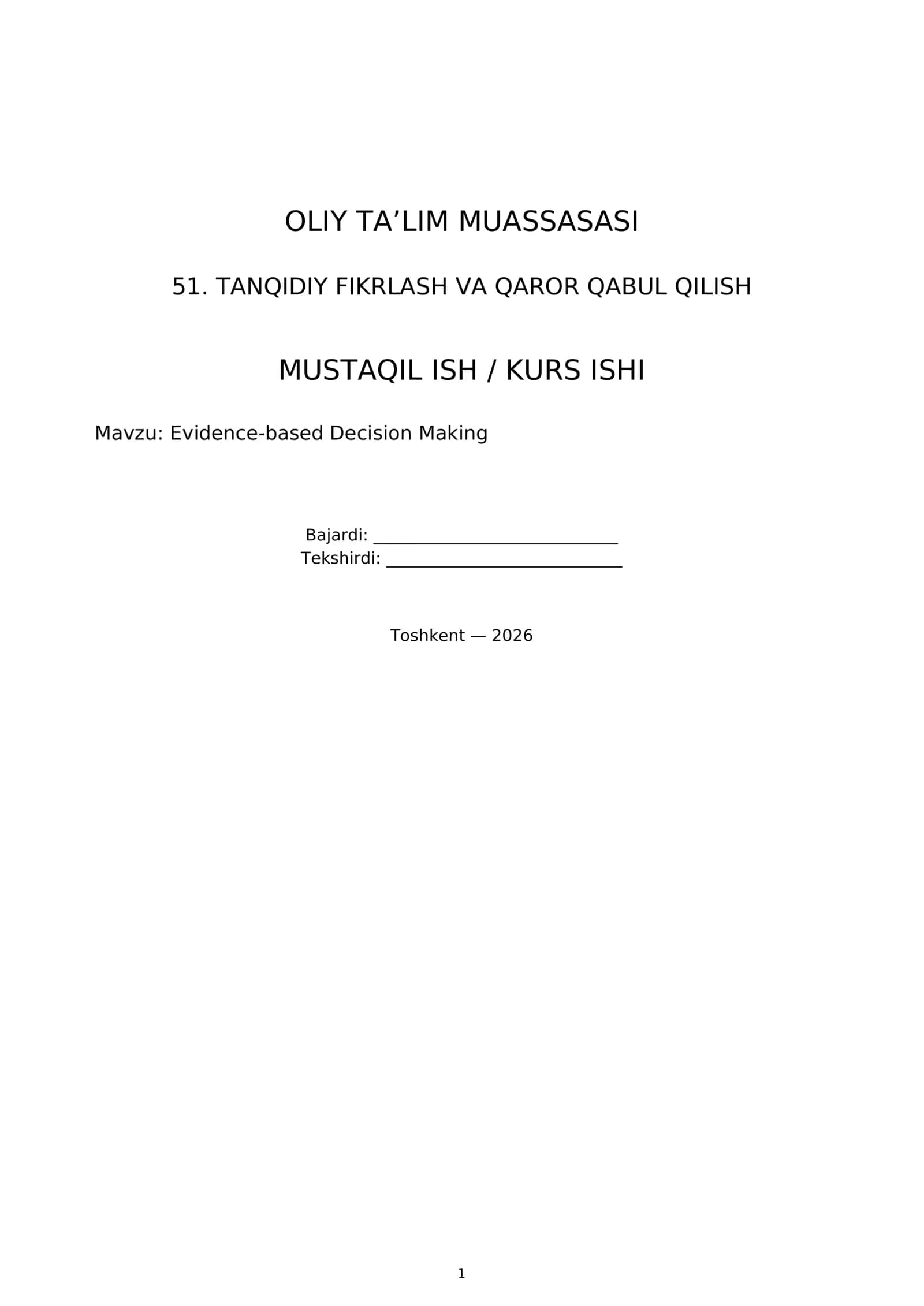 Evidence-based Decision Making 1