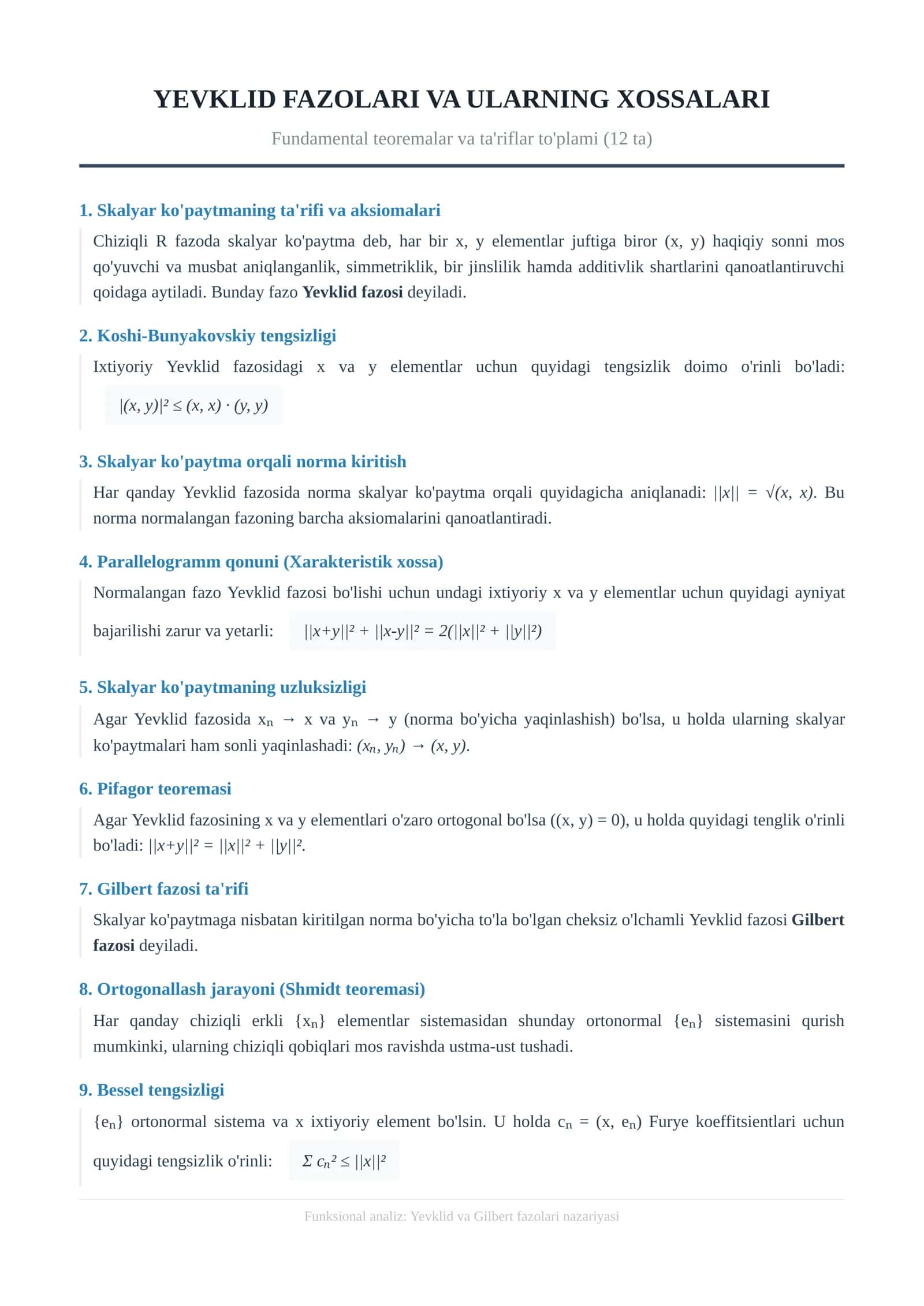 YEVKLID FAZOLARI VA ULARNING XOSSALARI 1
