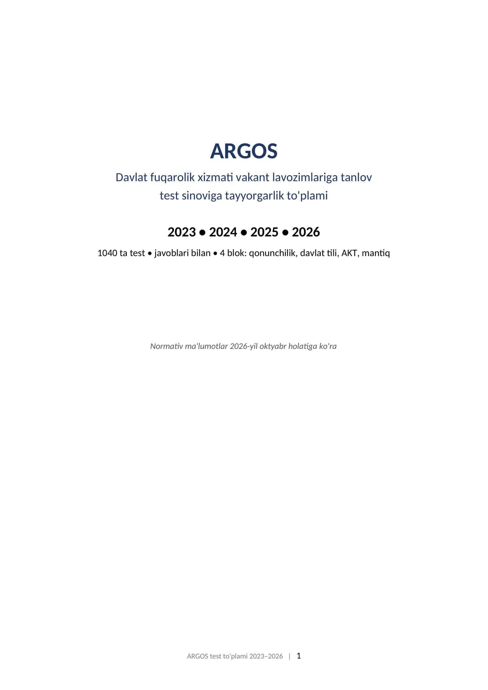 ARGOS test javoblari 2023–2026       -YANGI TAHRIR- 1