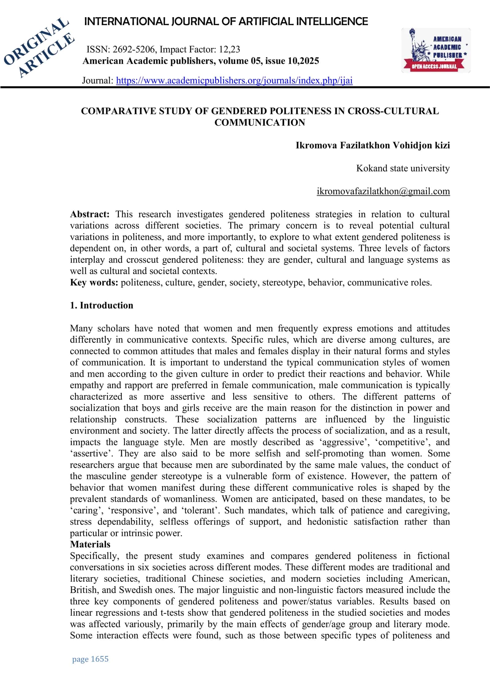 comparative study of gendered politeness in cross cultural communication 1