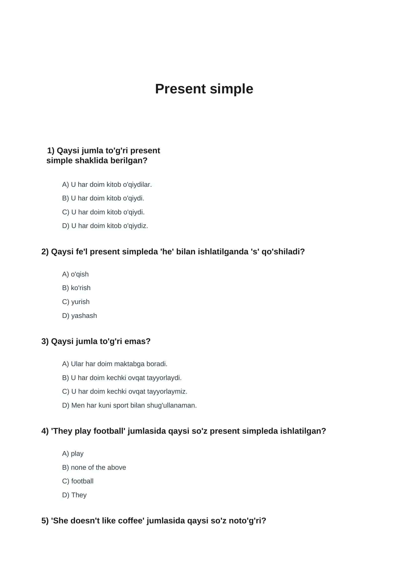 Present simple 1