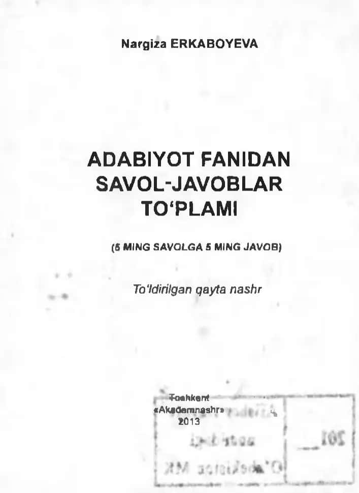 Adabiyot fanidan savol-javoblar to'plami 1