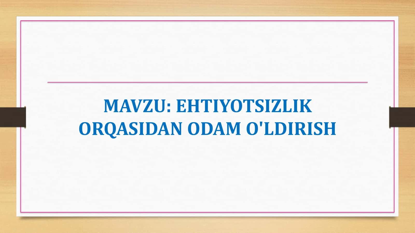 EHTIYOTSIZLIK ORQASIDAN ODAM O'LDIRISH 1