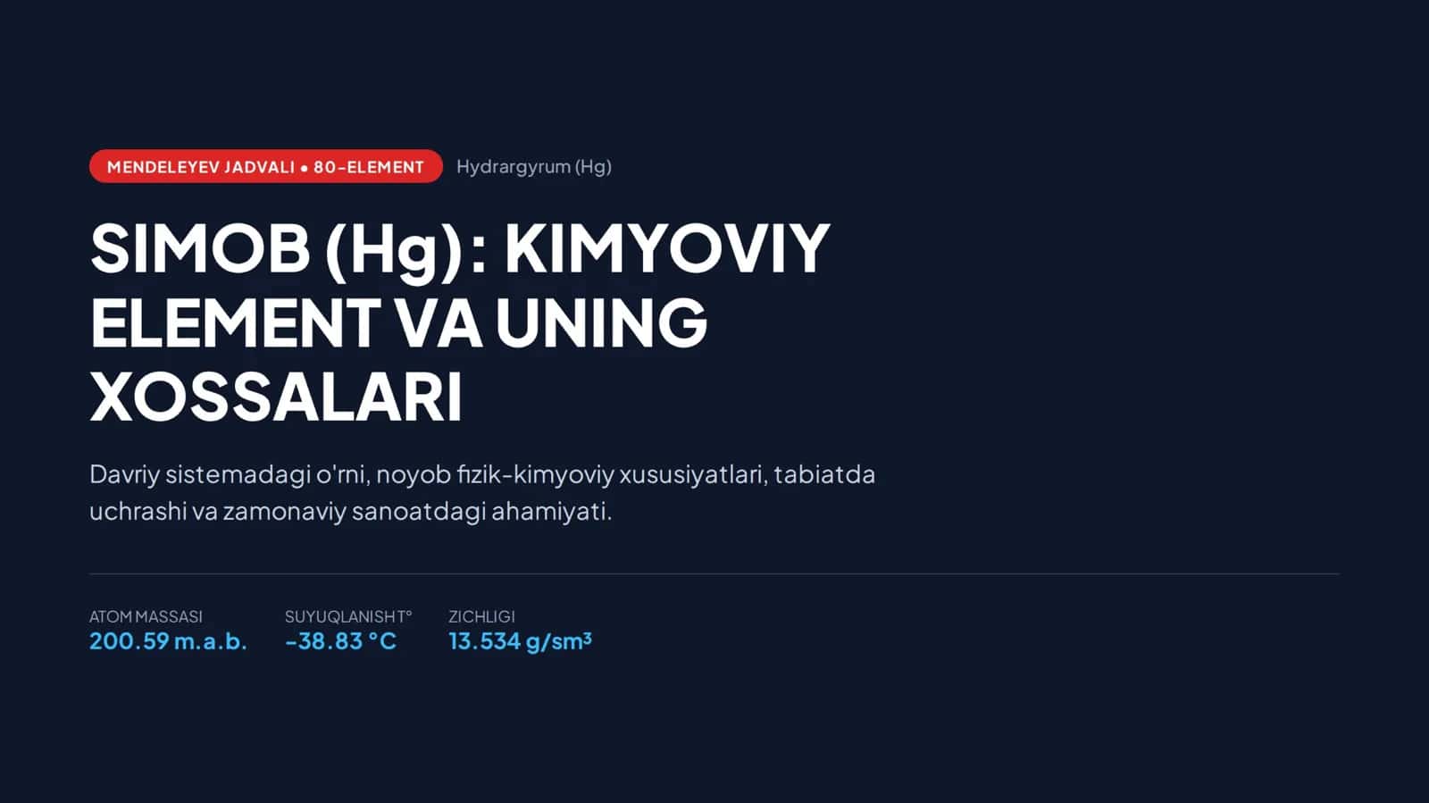 Simob elementi haqida taqdimot 1