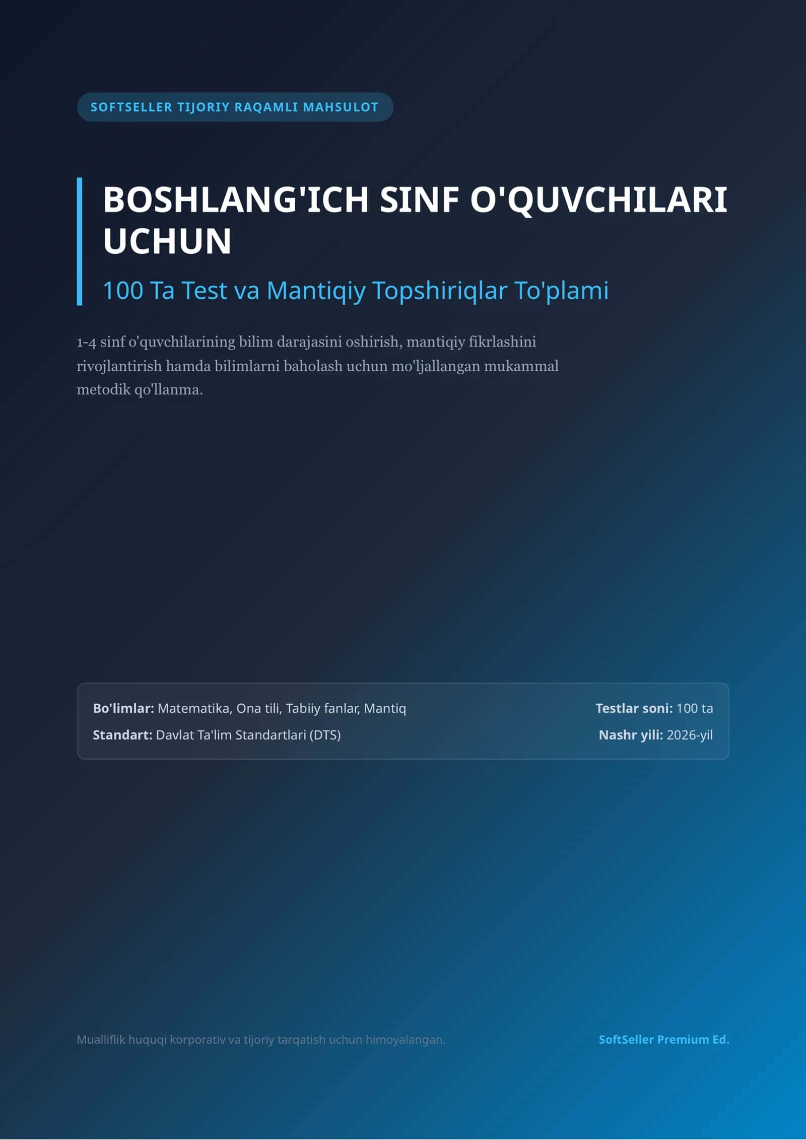 Boshlang'ich sinf o'quvchilari uchun test to'plami 1