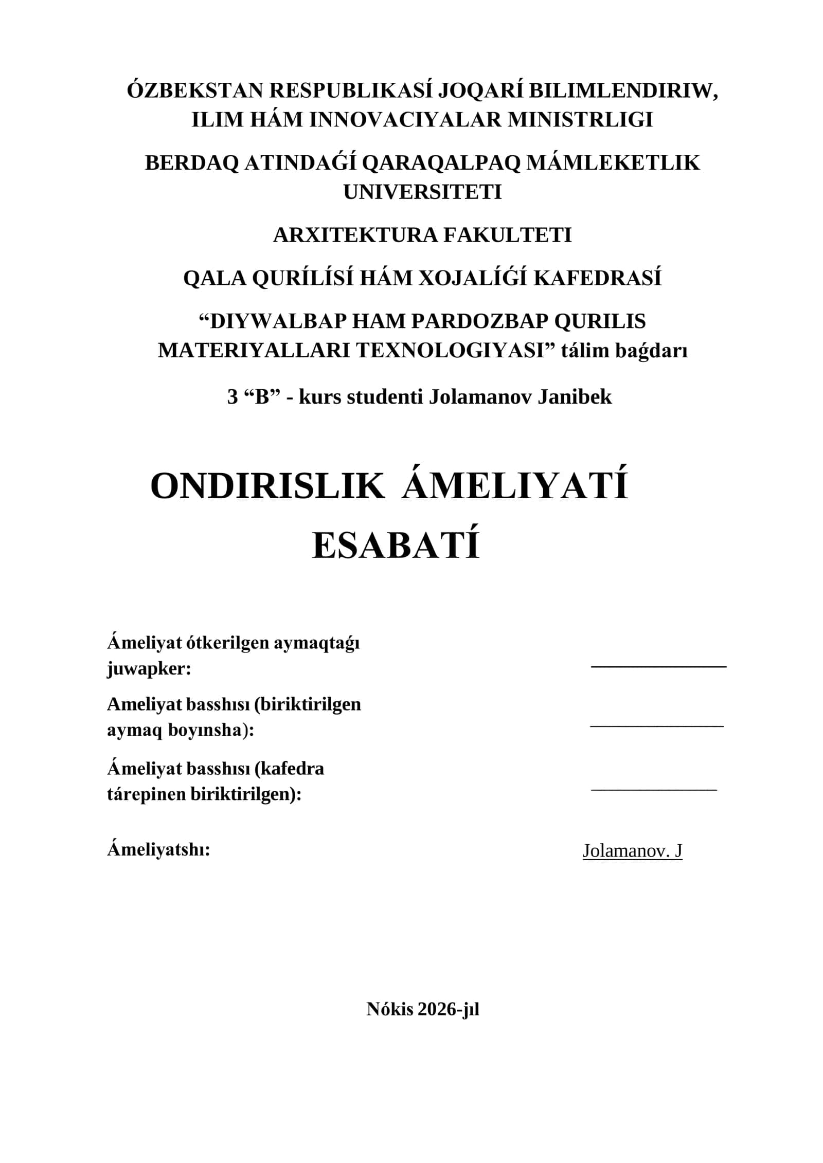 ONDIRISLIK ÁMELIYATÍ 1