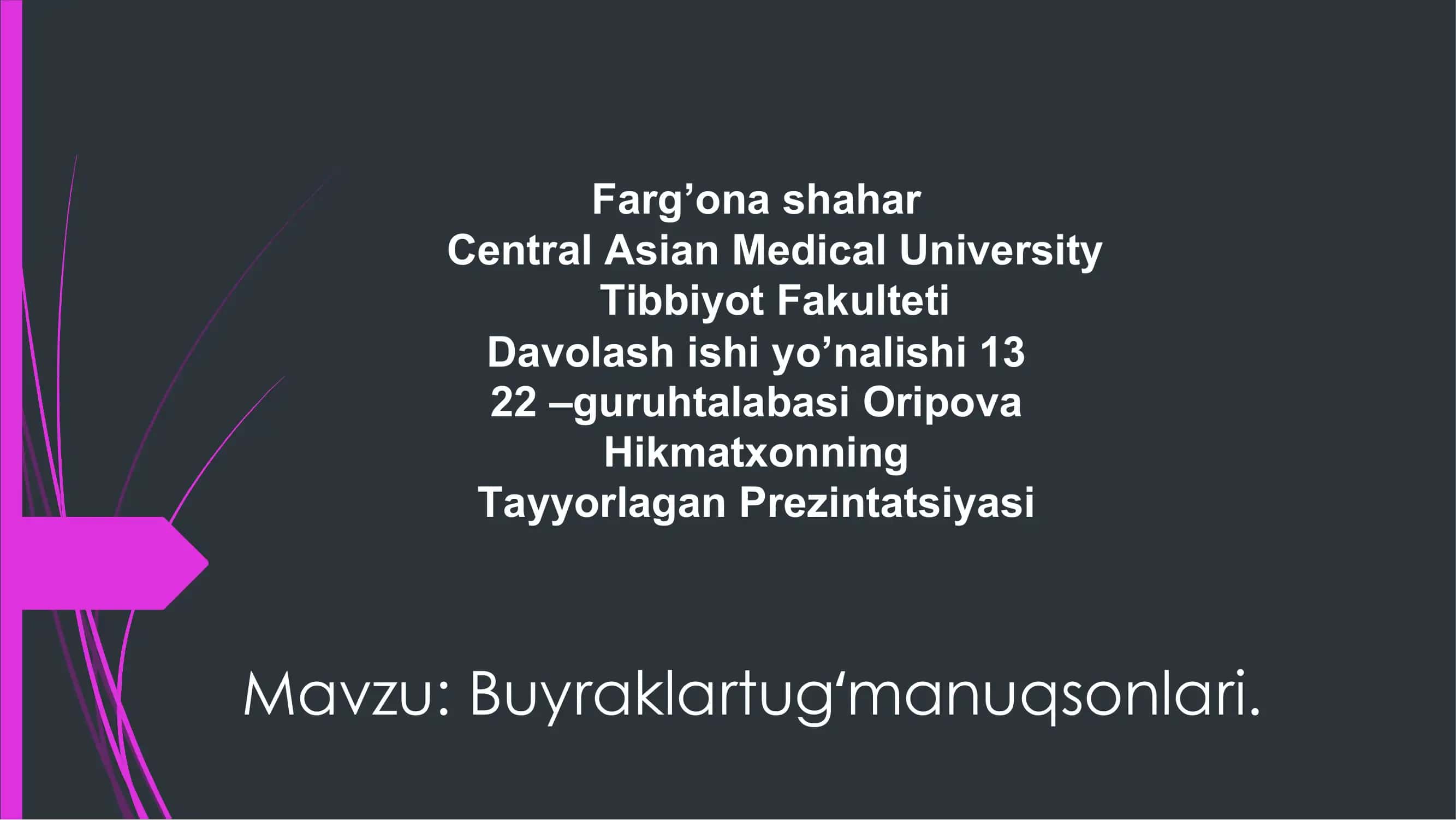 Buyraklar Tugʻmanuqsonlari 1