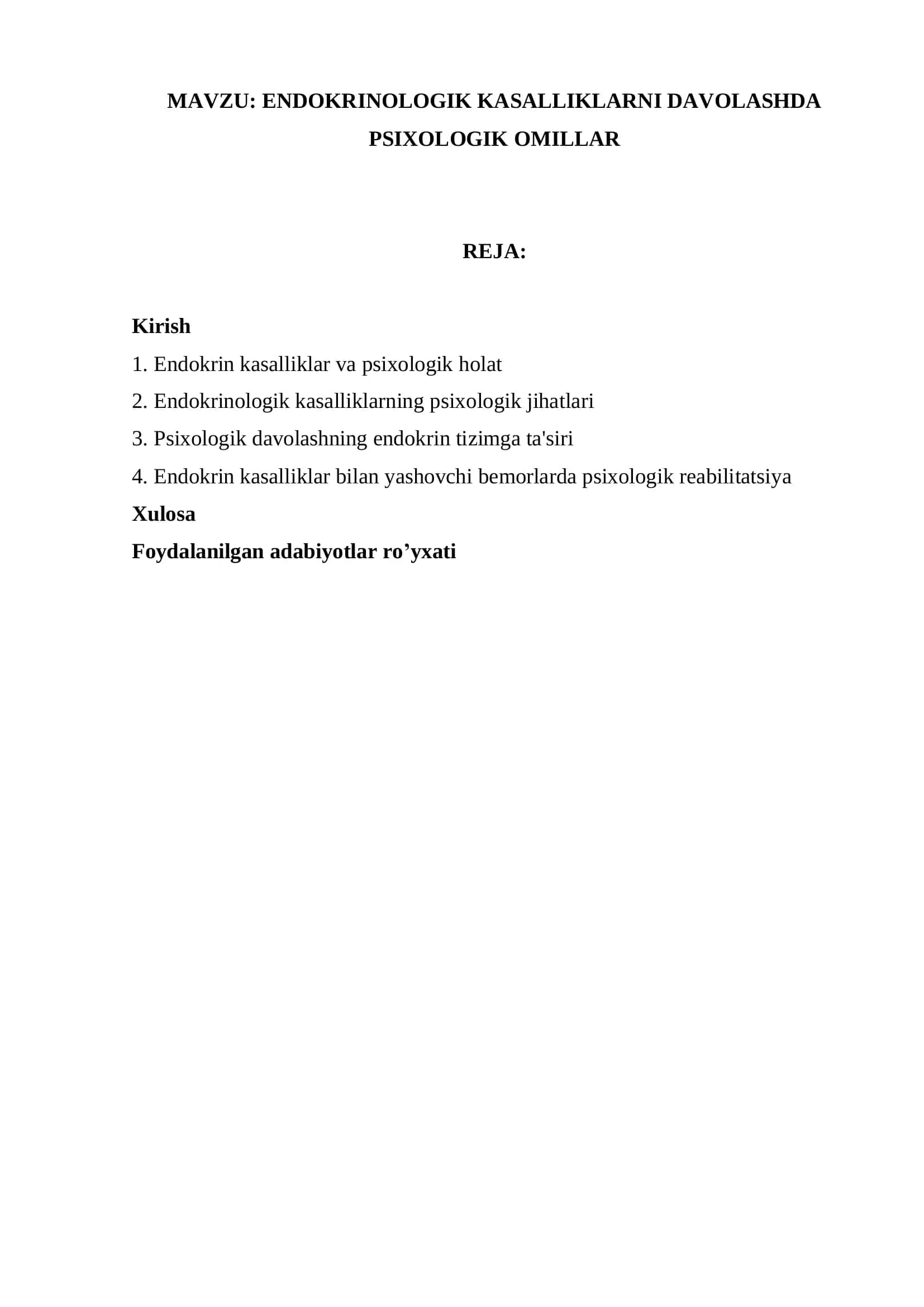 Endokrinologik kasalliklarni davolashda psixologik omillar 1