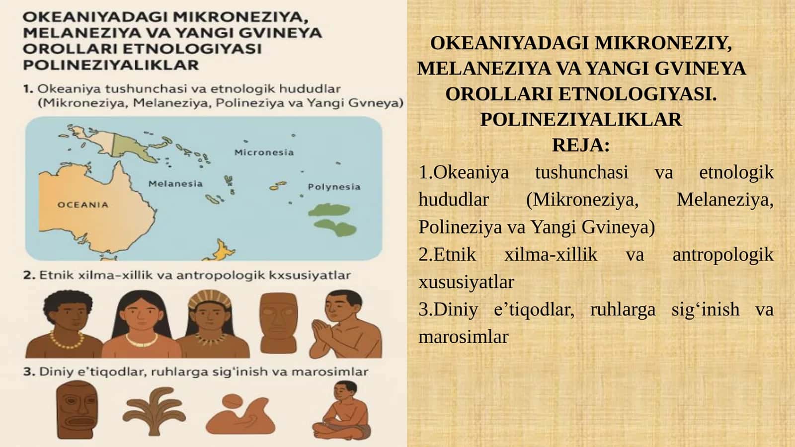 OKEANIYADAGI MIKRONEZIY, MELANEZIYA VA YANGI GVINEYA OROLLARI ETNOLOGIYASI 1