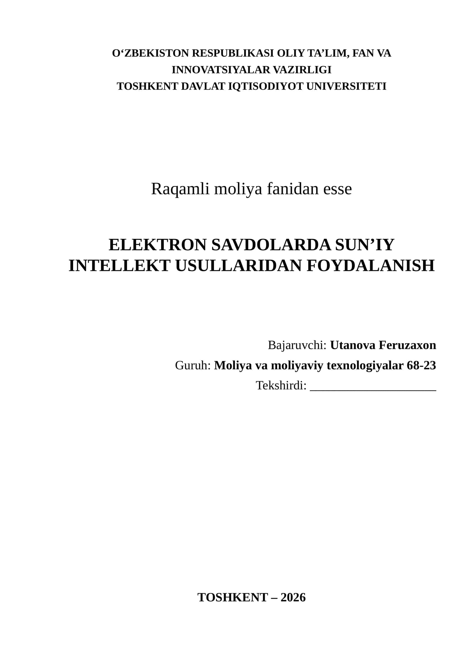 ELEKTRON SAVDOLARDA SUN’IY INTELLEKT USULLARIDAN FOYDALANISH 1