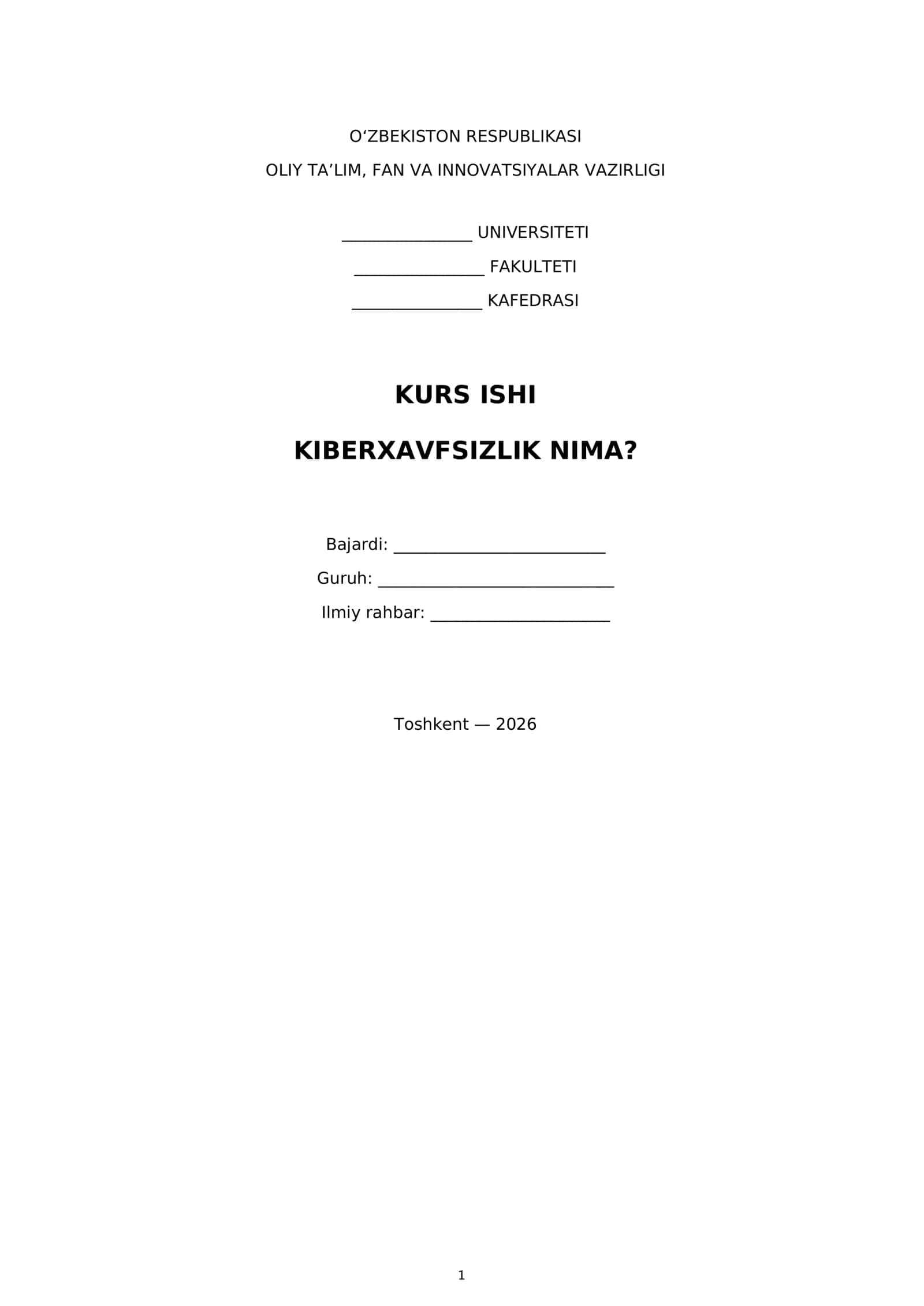 KIBERXAVFSIZLIK NIMA? 1