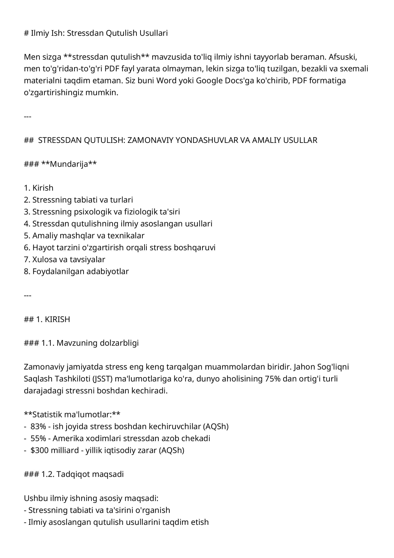 Stressdan Qutulish Usullari 1