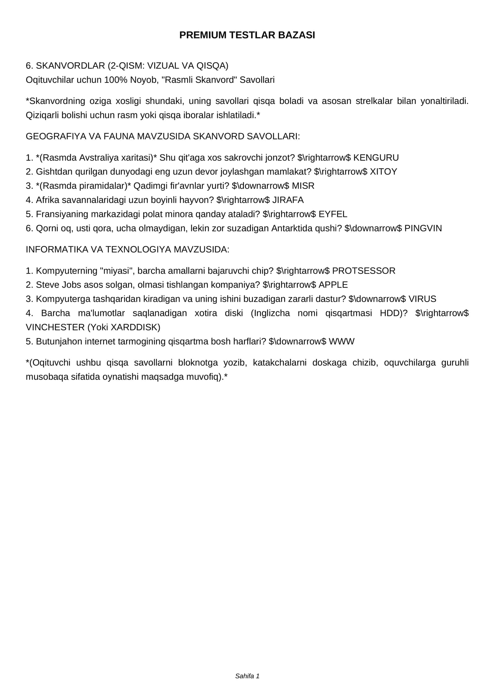 SKANVORDLAR (2-QISM: VIZUAL VA QISQA) 1