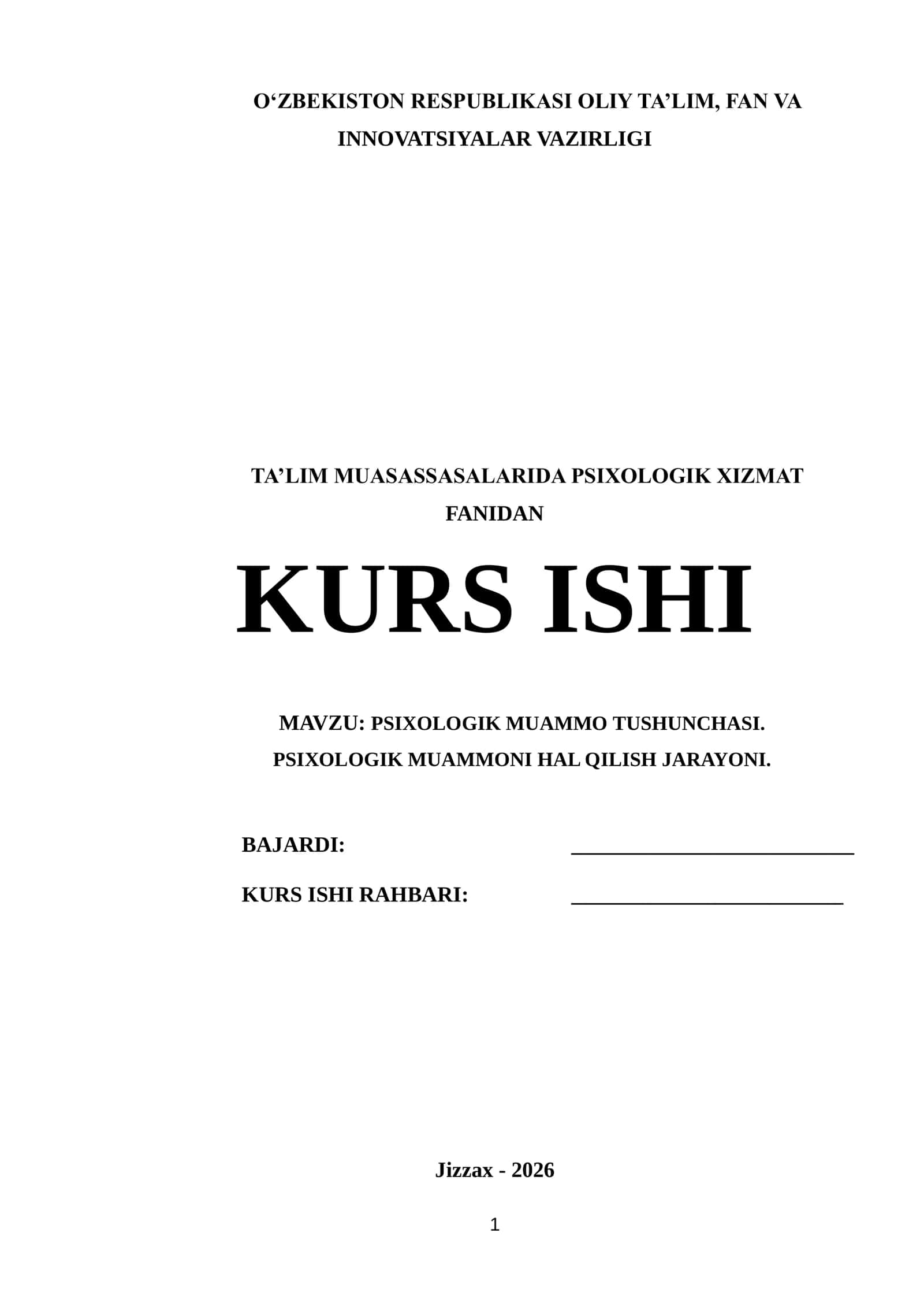 PSIXOLOGIK MUAMMO TUSHUNCHASI. PSIXOLOGIK MUAMMONI HAL QILISH JARAYONI 1