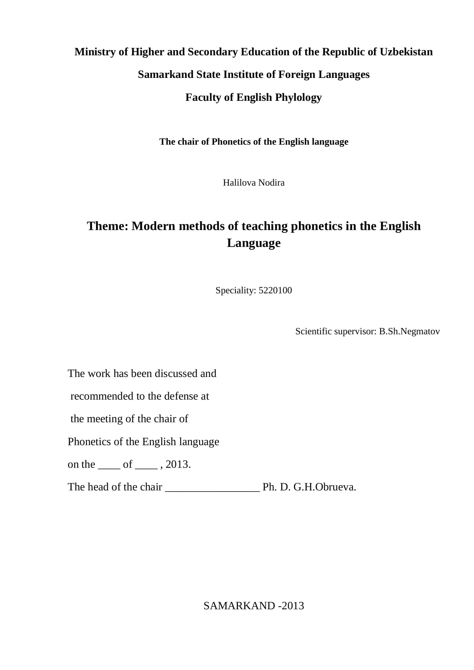 Modern methods of teaching phonetics in the English Language 1