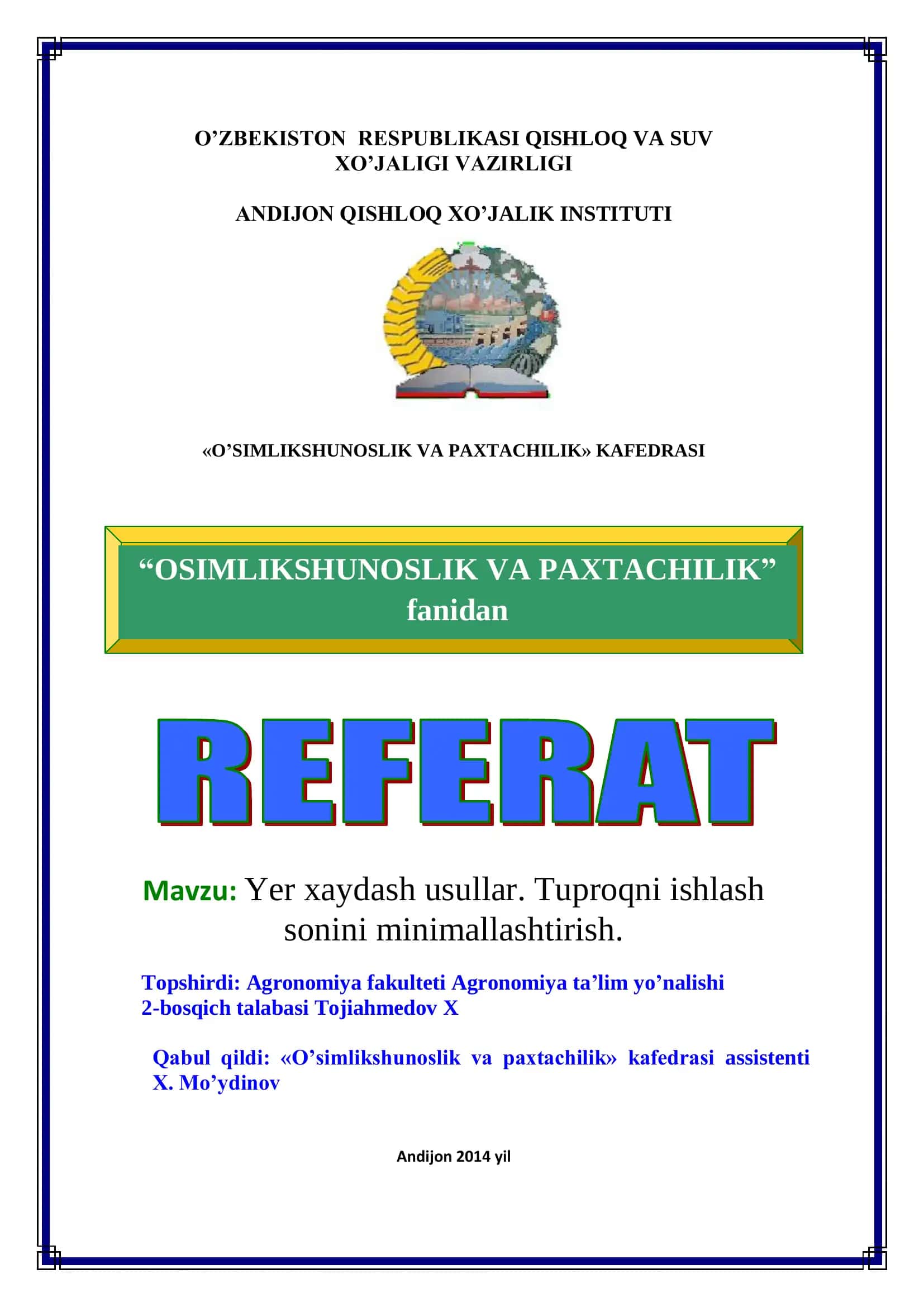 Yer xaydash usullari. Tuproqni ishlash sonini minimallashtirish 1