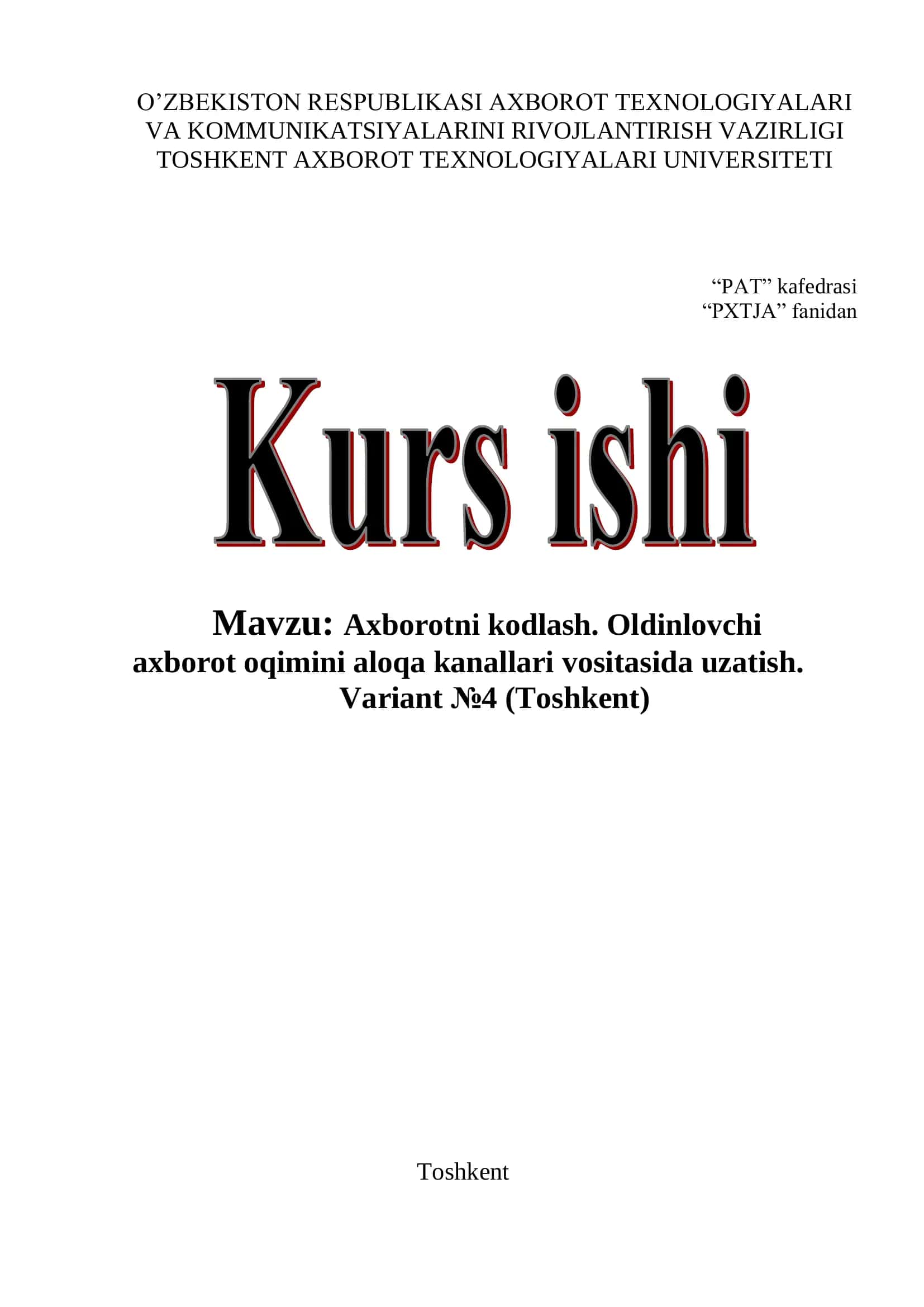 Axborotni Kodlash 1