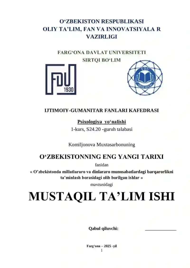 O‘ZBEKISTONNING ENG YANGI TARIXI 1