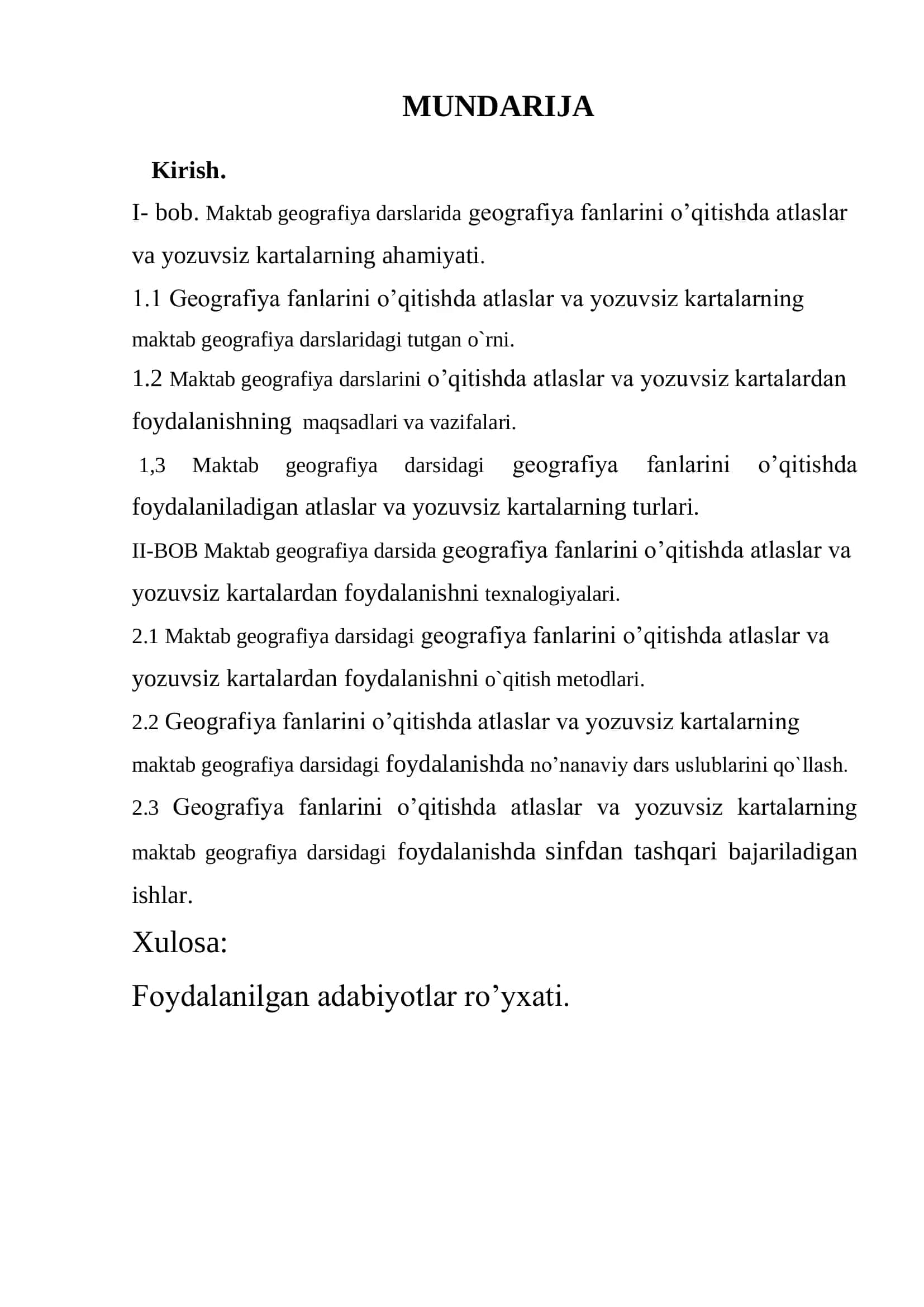 Maktab Geografiya Darslarida Atlaslar va Yozuvsiz Kartalar 1