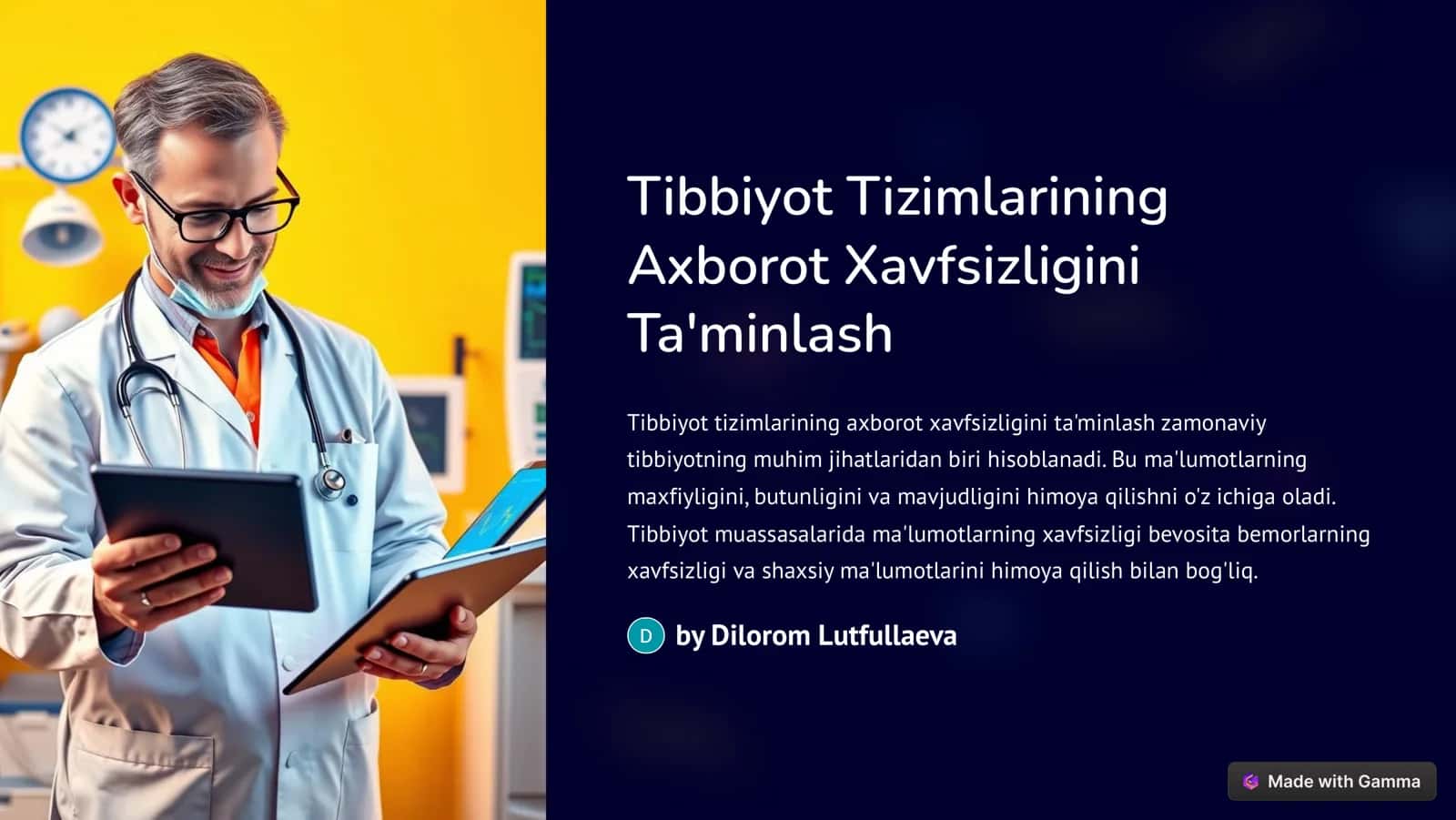 Tibbiyot Tizimlarining Axborot Xavfsizligini Ta'minlash 1