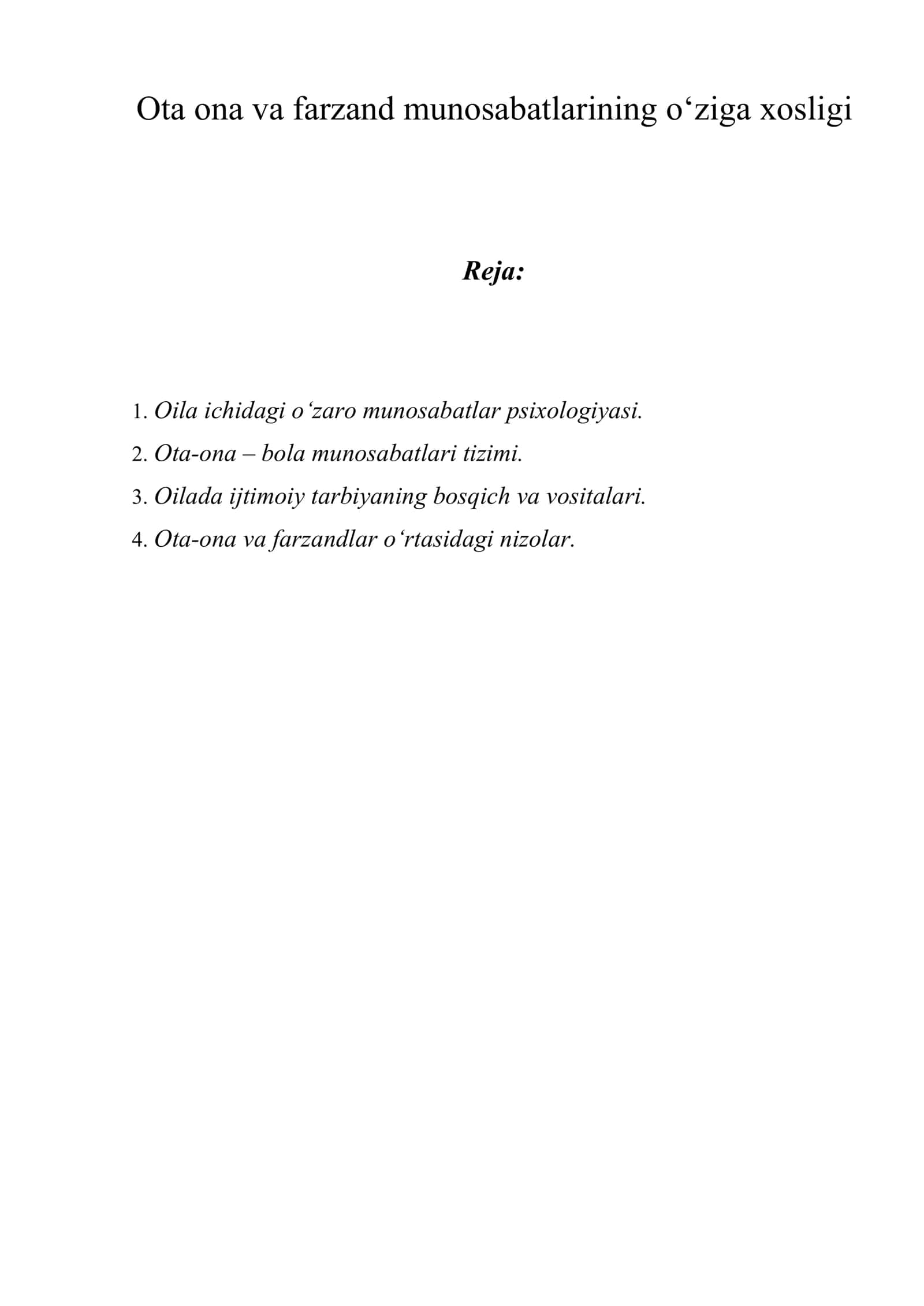Ota ona va farzand munosabatlarining o‘ziga xosligi 1