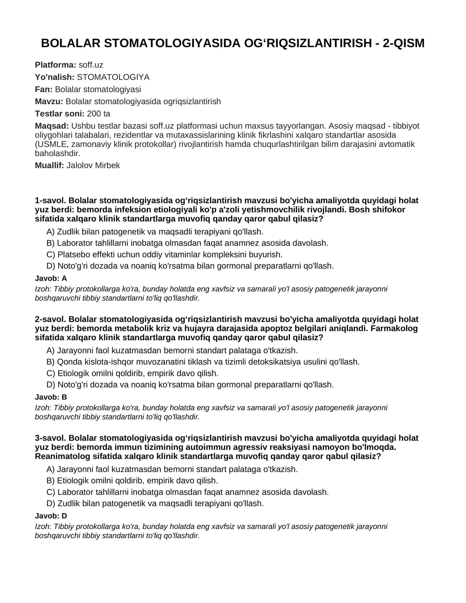 Bolalar stomatologiyasida og‘riqsizlantirish - 2-QISM 1