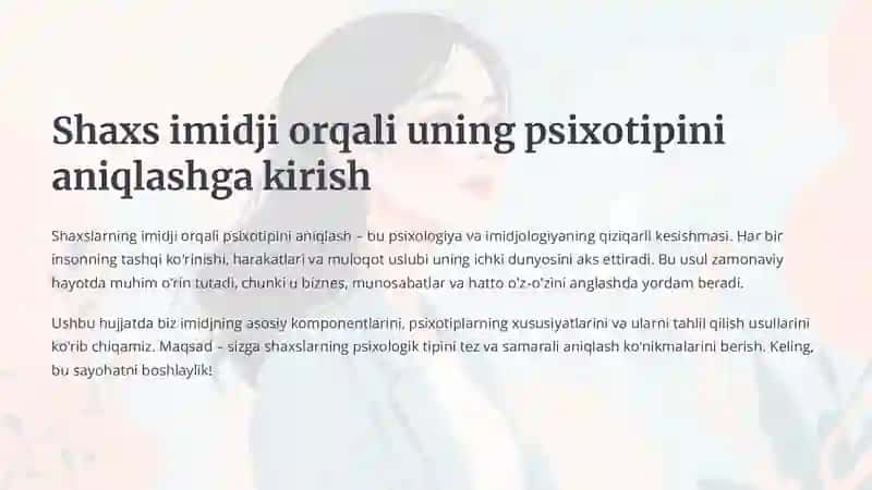 Psixotip va Imidjologiya 1