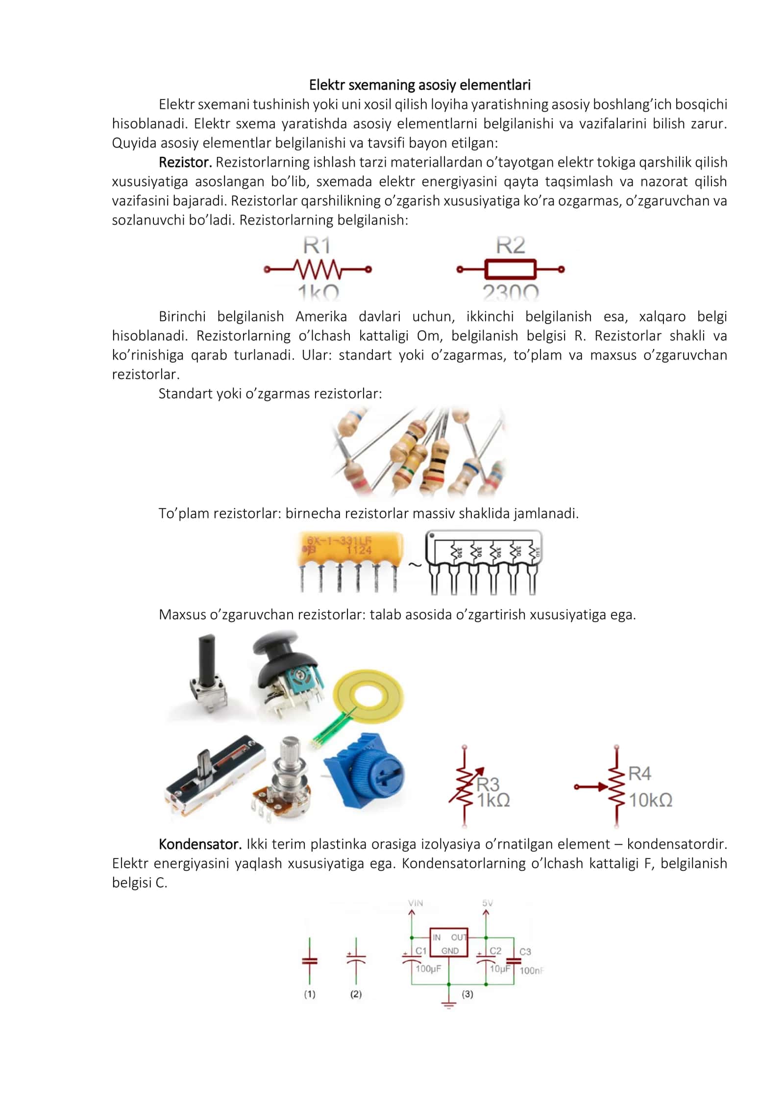Elektr sxemaning asosiy elementlari 1