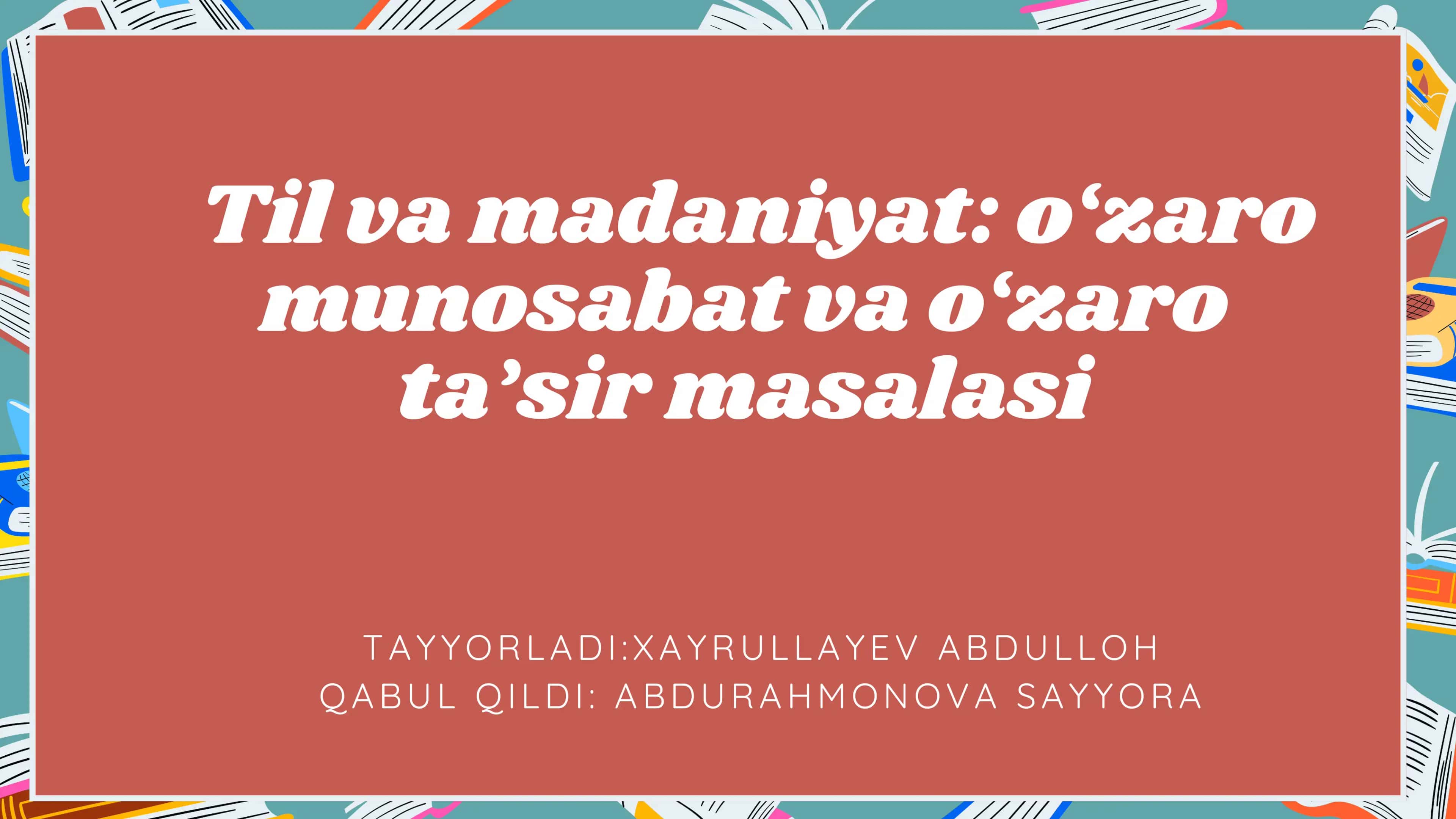 Til va Madaniyat 1