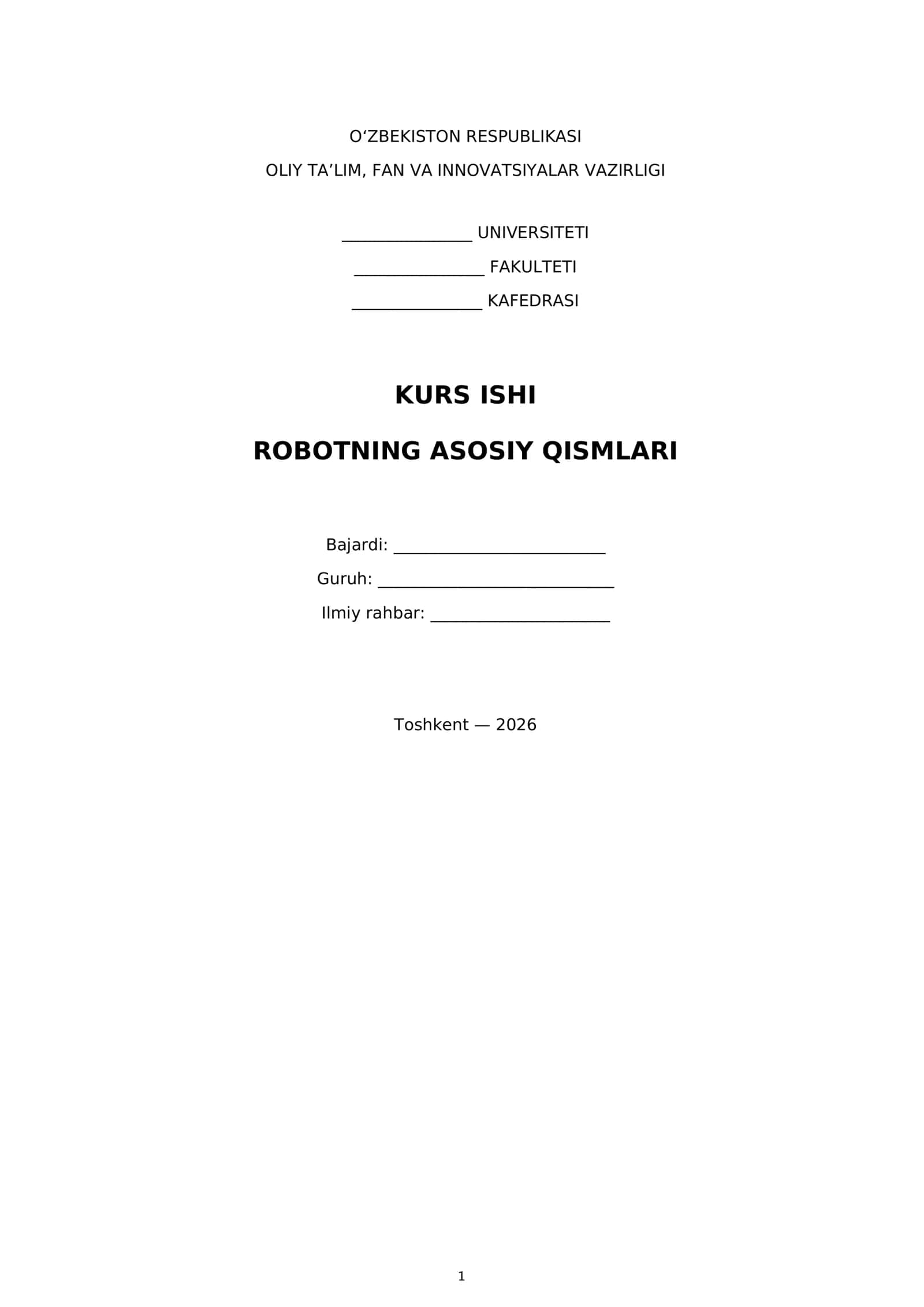 ROBOTNING ASOSIY QISMLARI 1