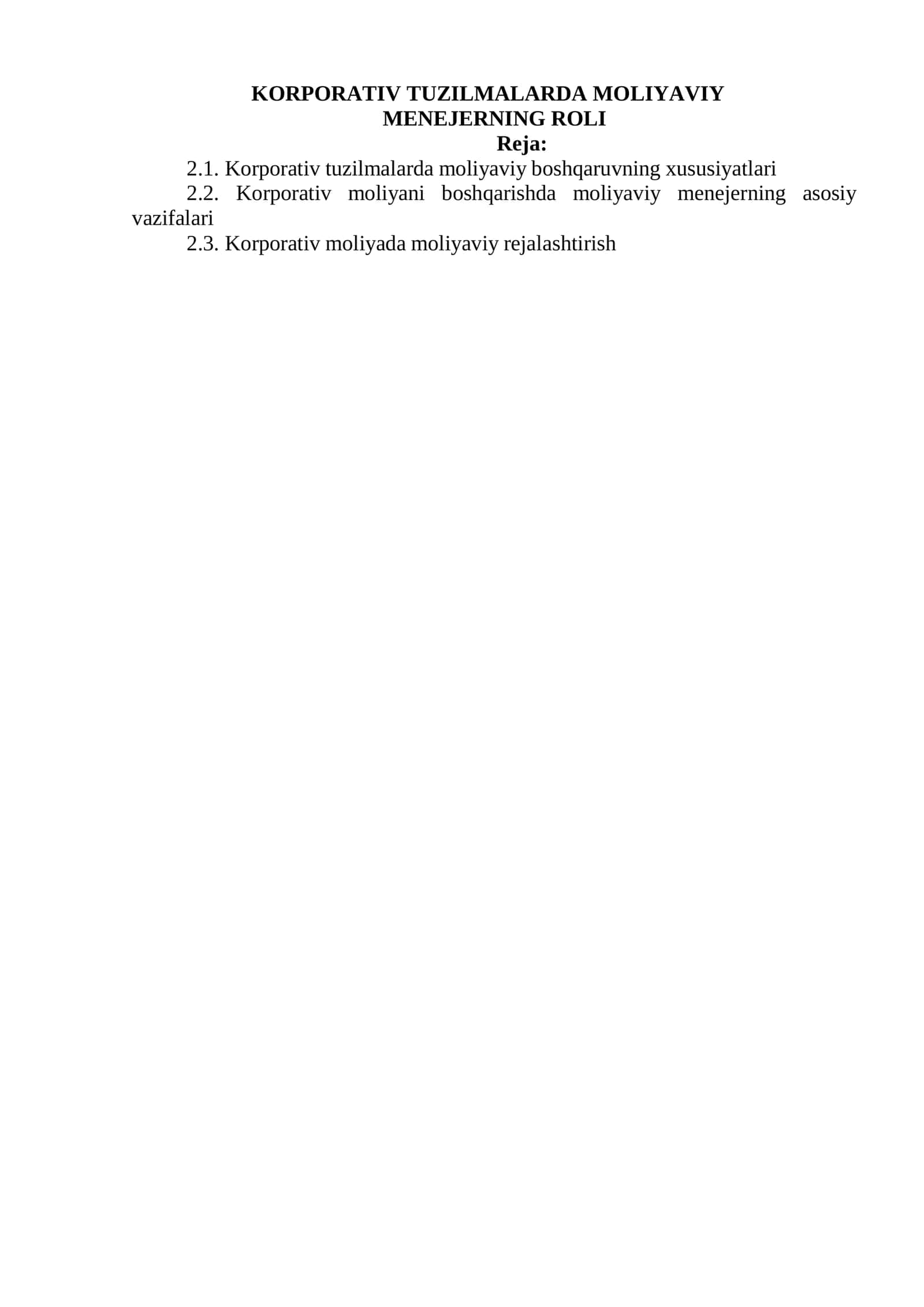 Korporativ tuzilmalarda moliyaviy menedjerning roli 1