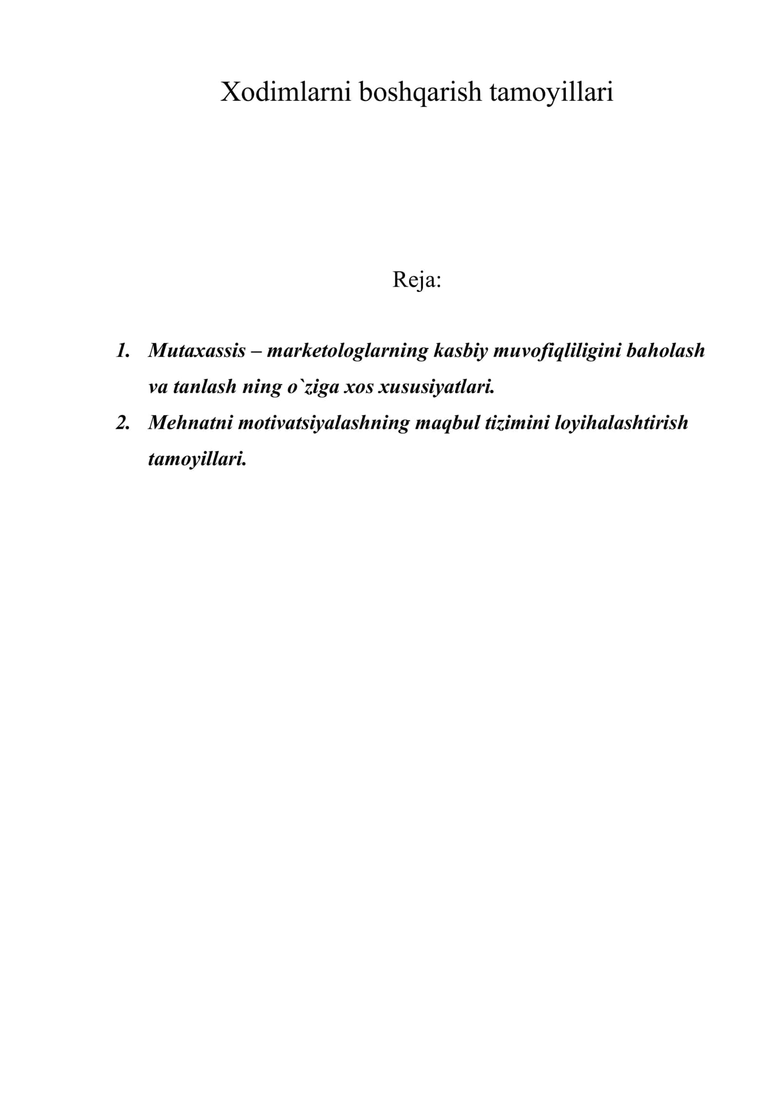Xodimlarni boshqarish tamoyillari 1