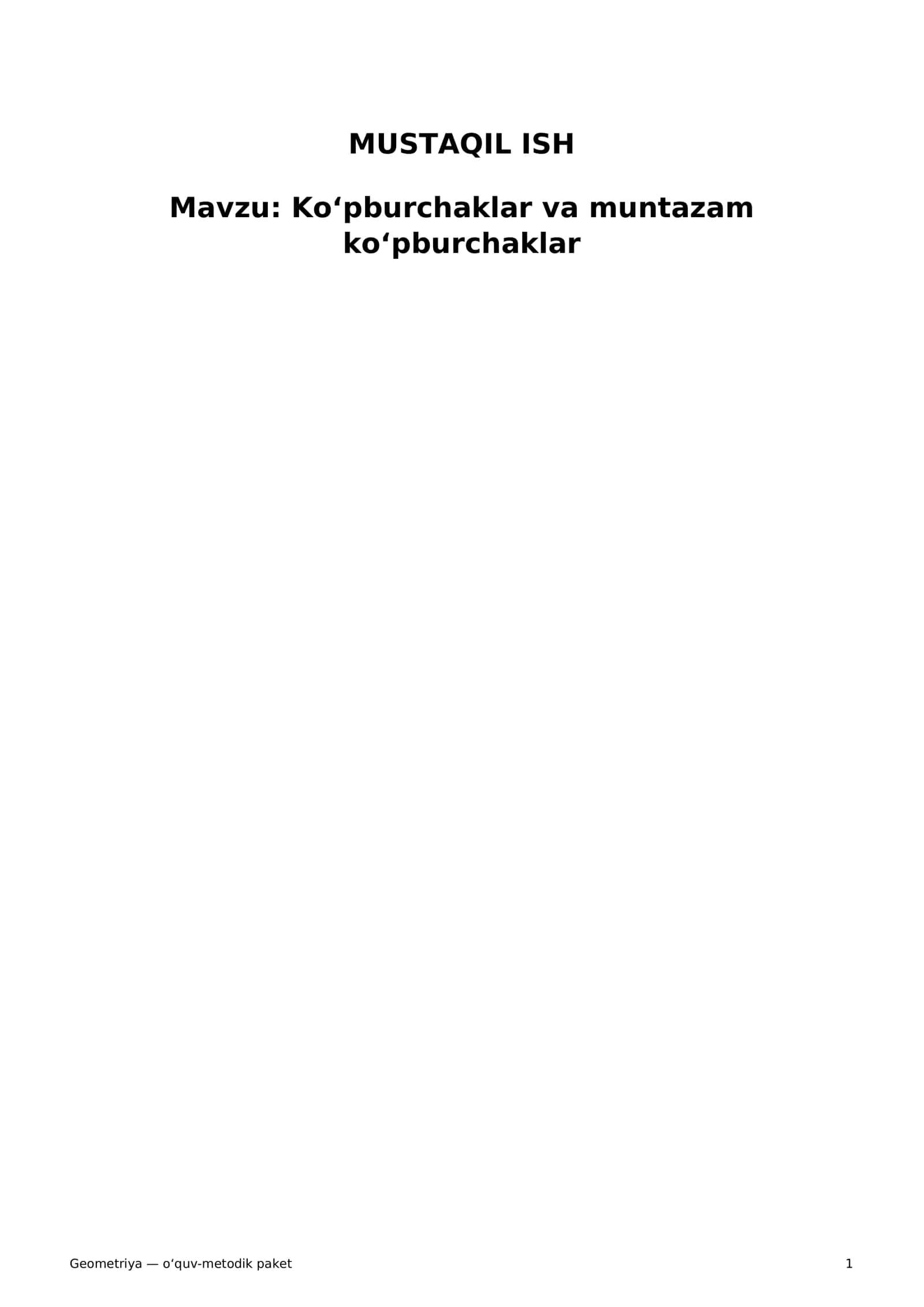 Geometriya — o‘quv-metodik paket 1