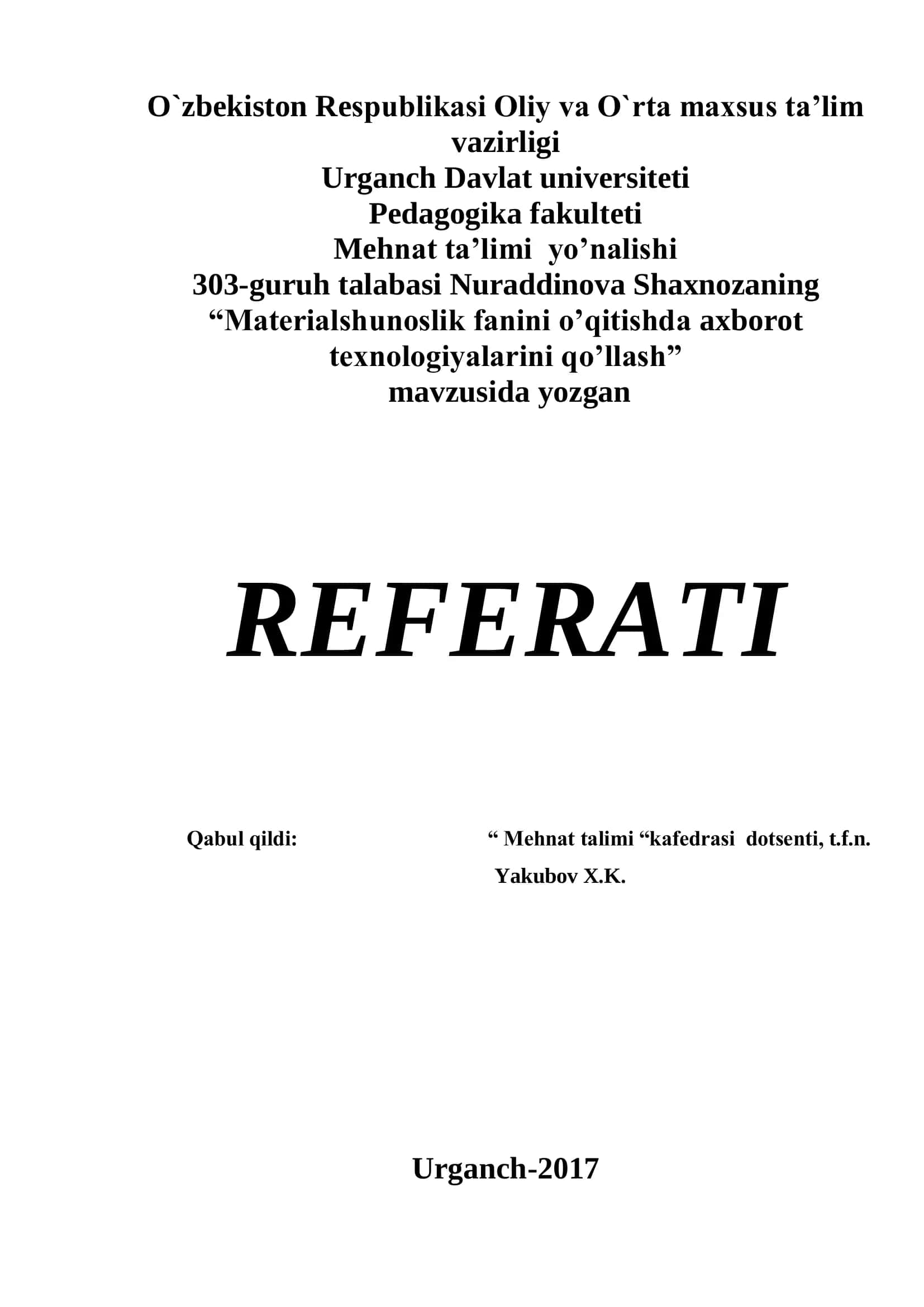 Materialshunoslik fanini o‟qitishda axborot texnologiyalarini qo‟llash 1