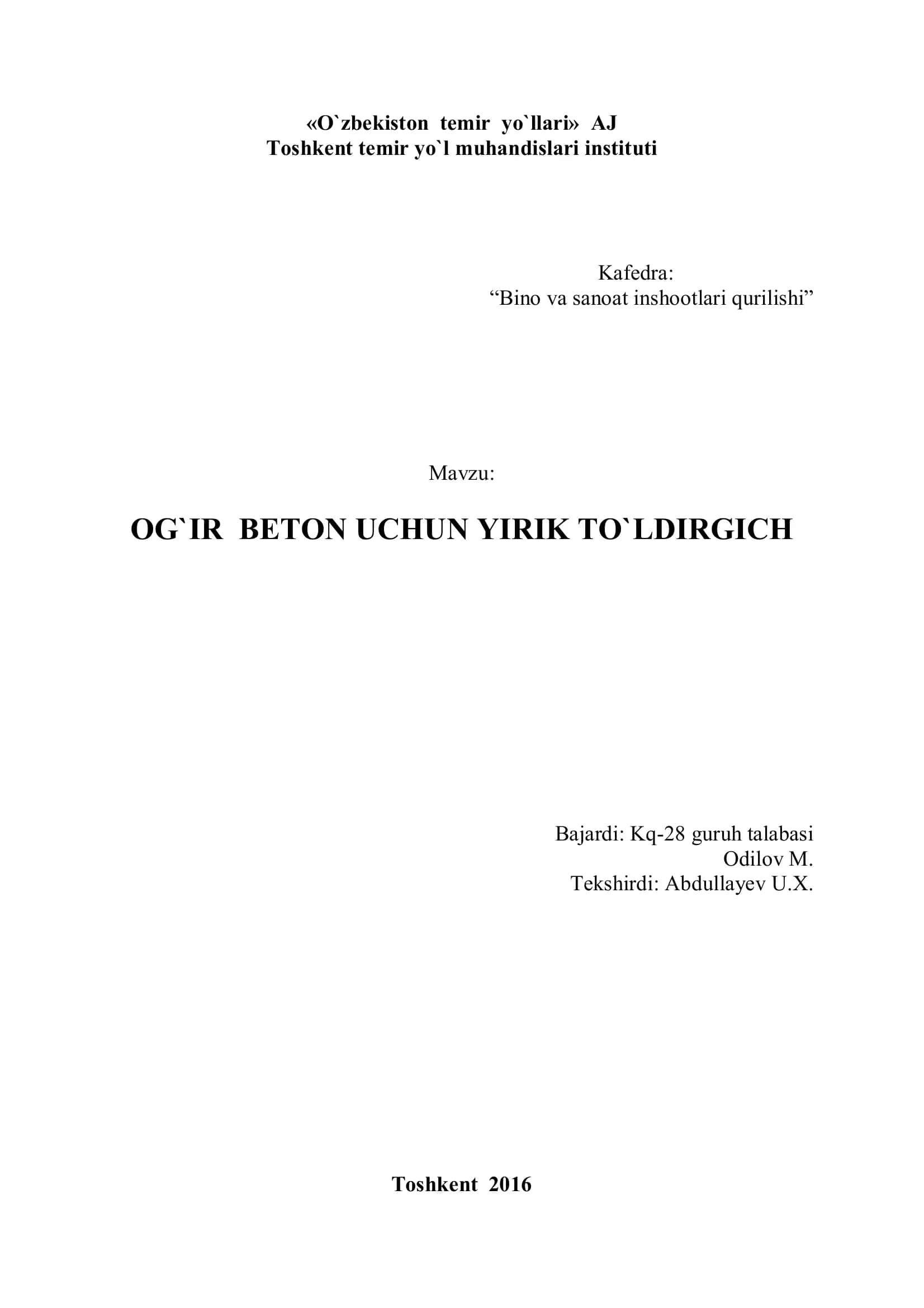 OG`IR BЕTON UCНUN YIRIK TO`LDIRGICН 1