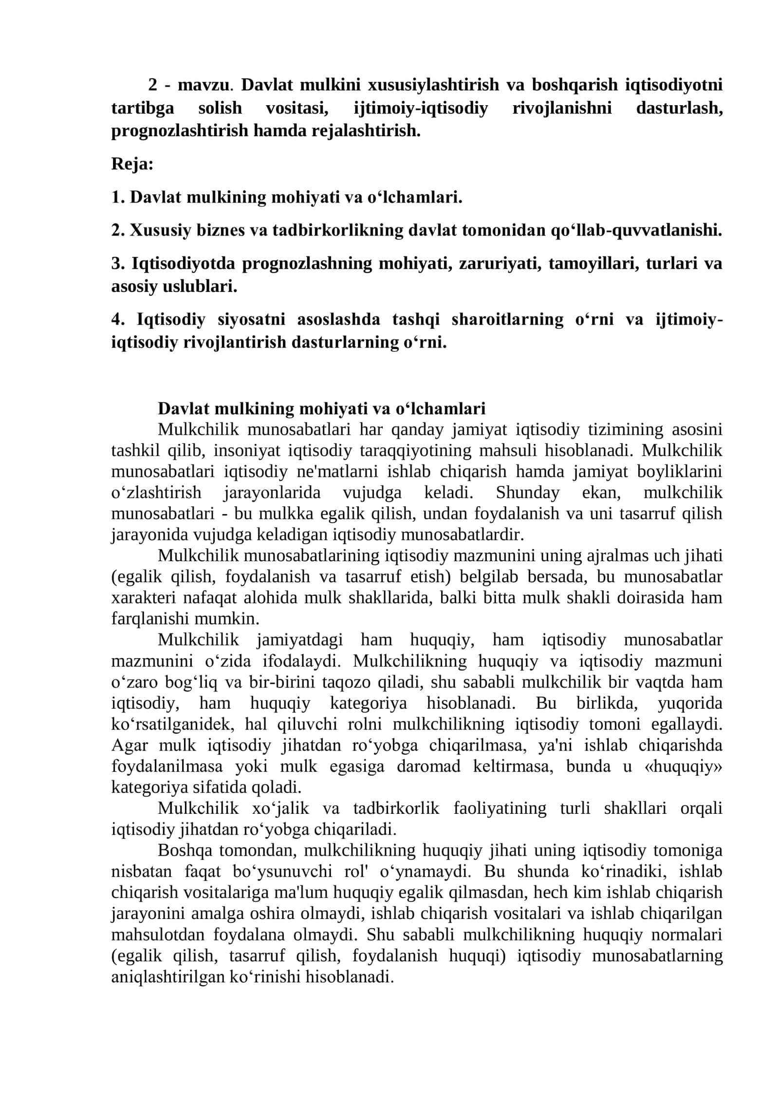 Davlat mulkini xususiylashtirish va boshqarish 1