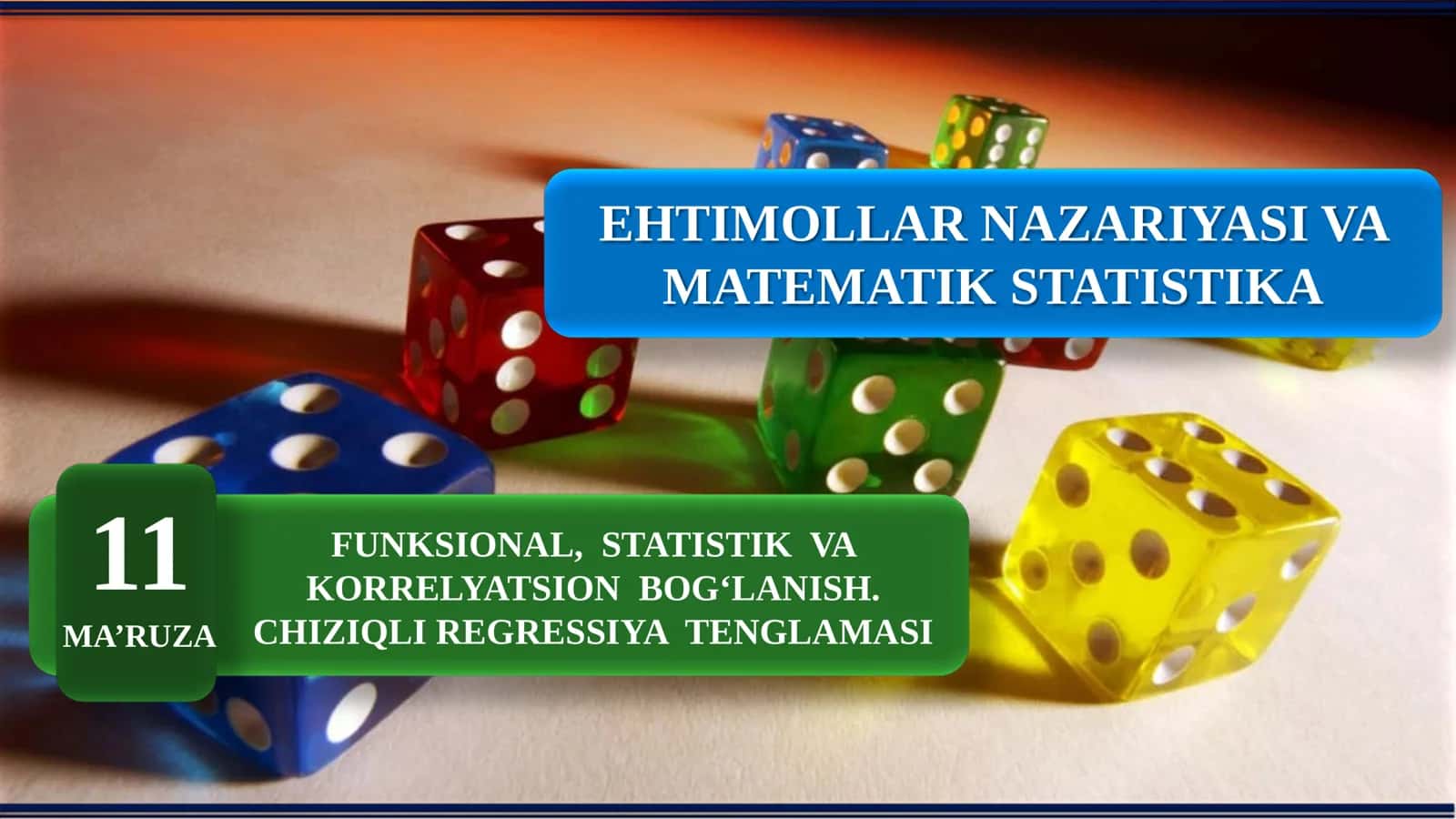 Funksional, statistik va korrelyatsion bog'lanishlar. Chiziqli regressiya tenglamasi 1