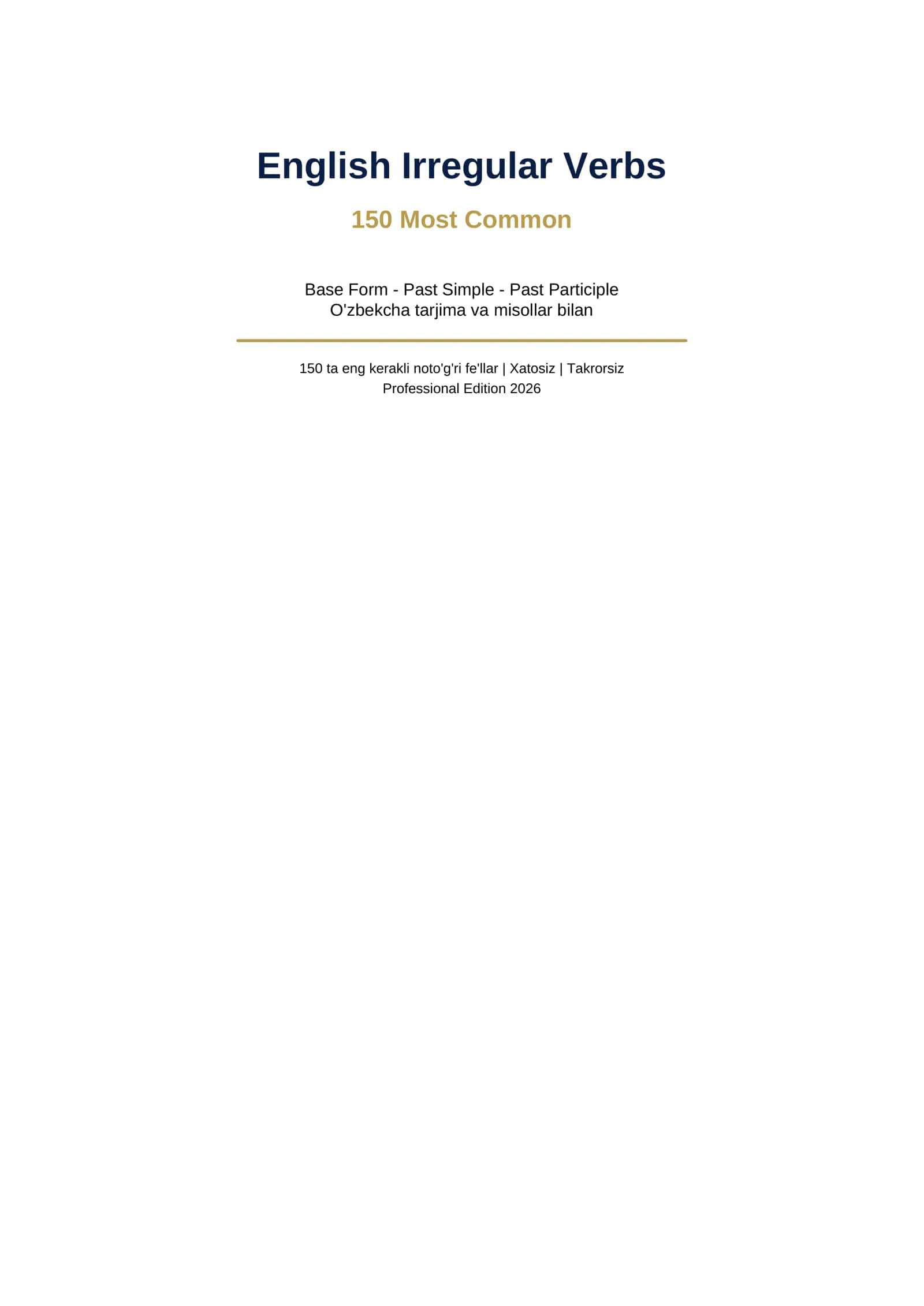 Irregular Verbs (Ingiliz tili) 1