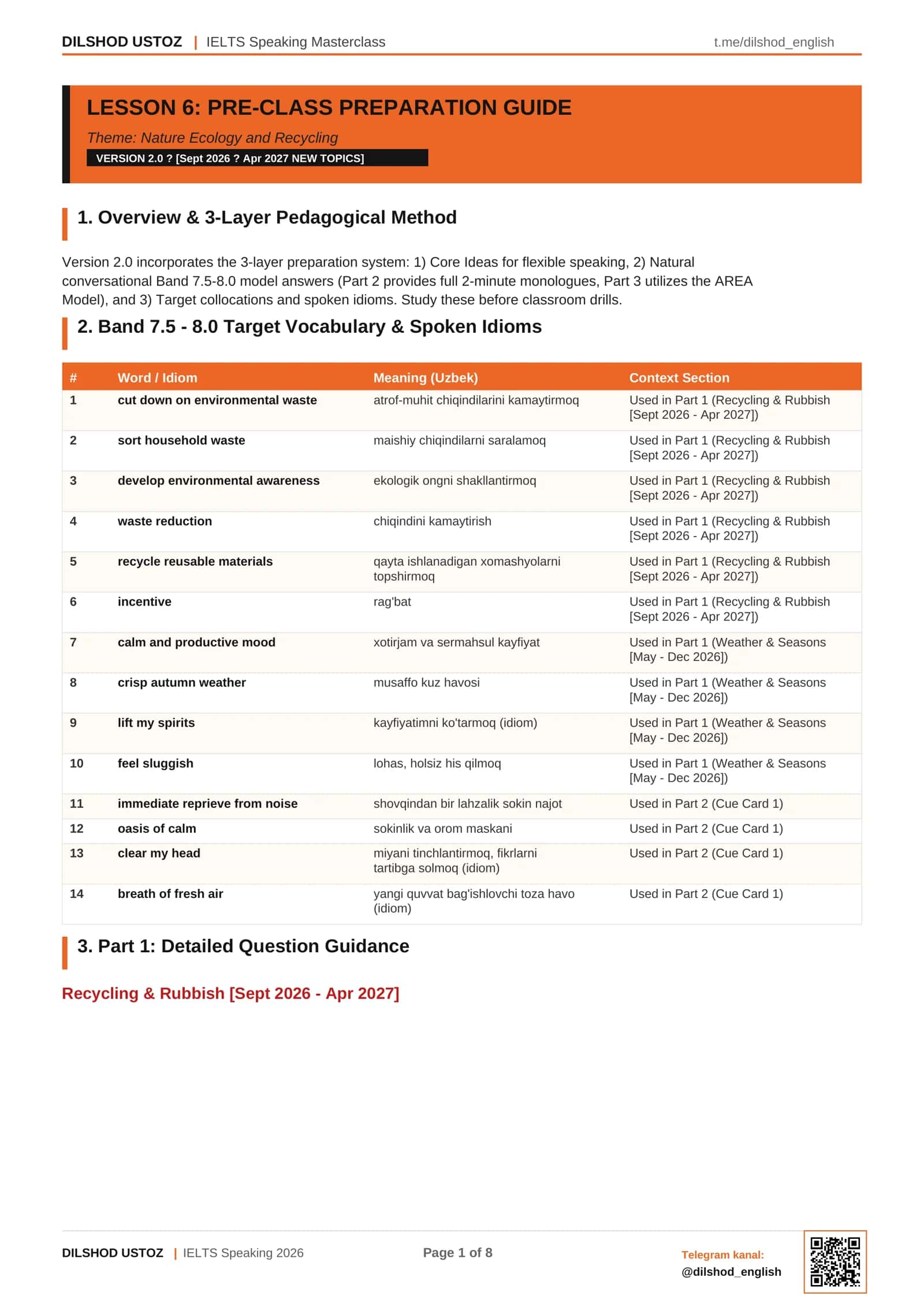 IELTS Speaking Masterclass lesson 6. 1