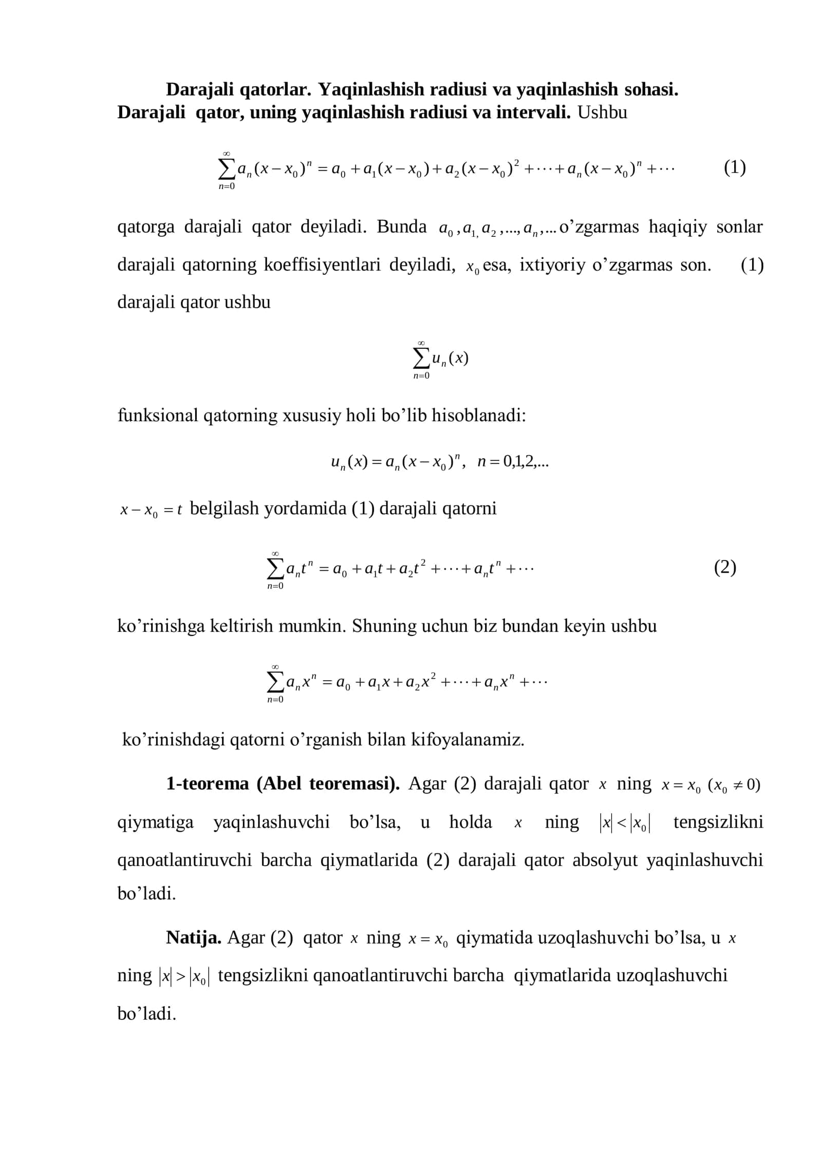 Darajali qatorlar 1