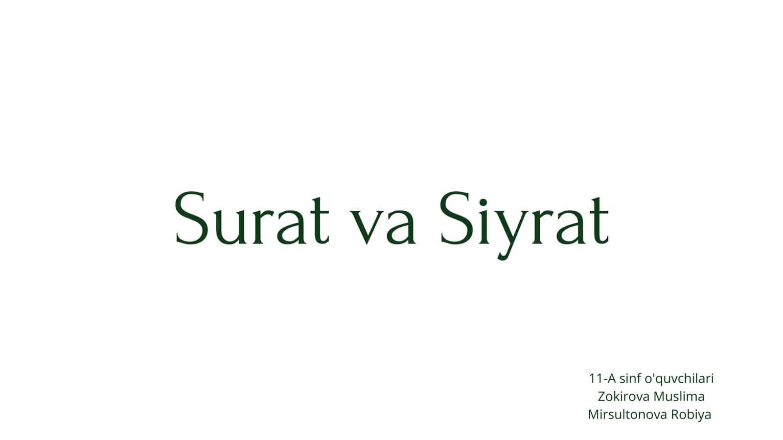Surat va Siyrat 1